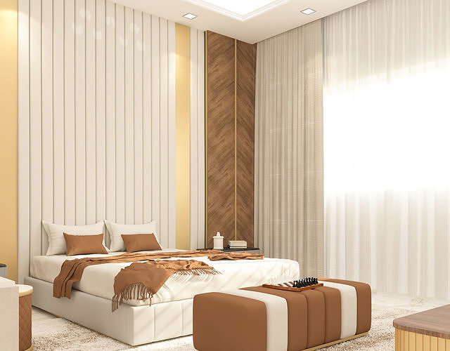 Bedroom modern with accents 3D model 3