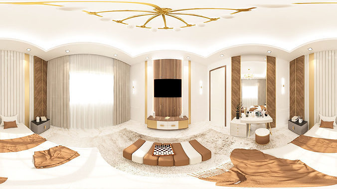 Bedroom modern with accents 3D model 5