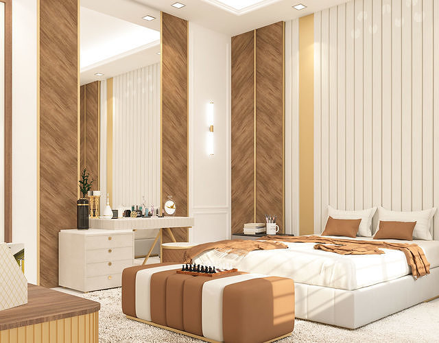 Bedroom modern with accents 3D model 4