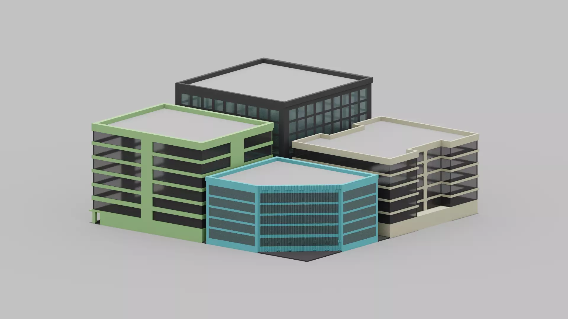 Voxel City Low-poly 3D model_0