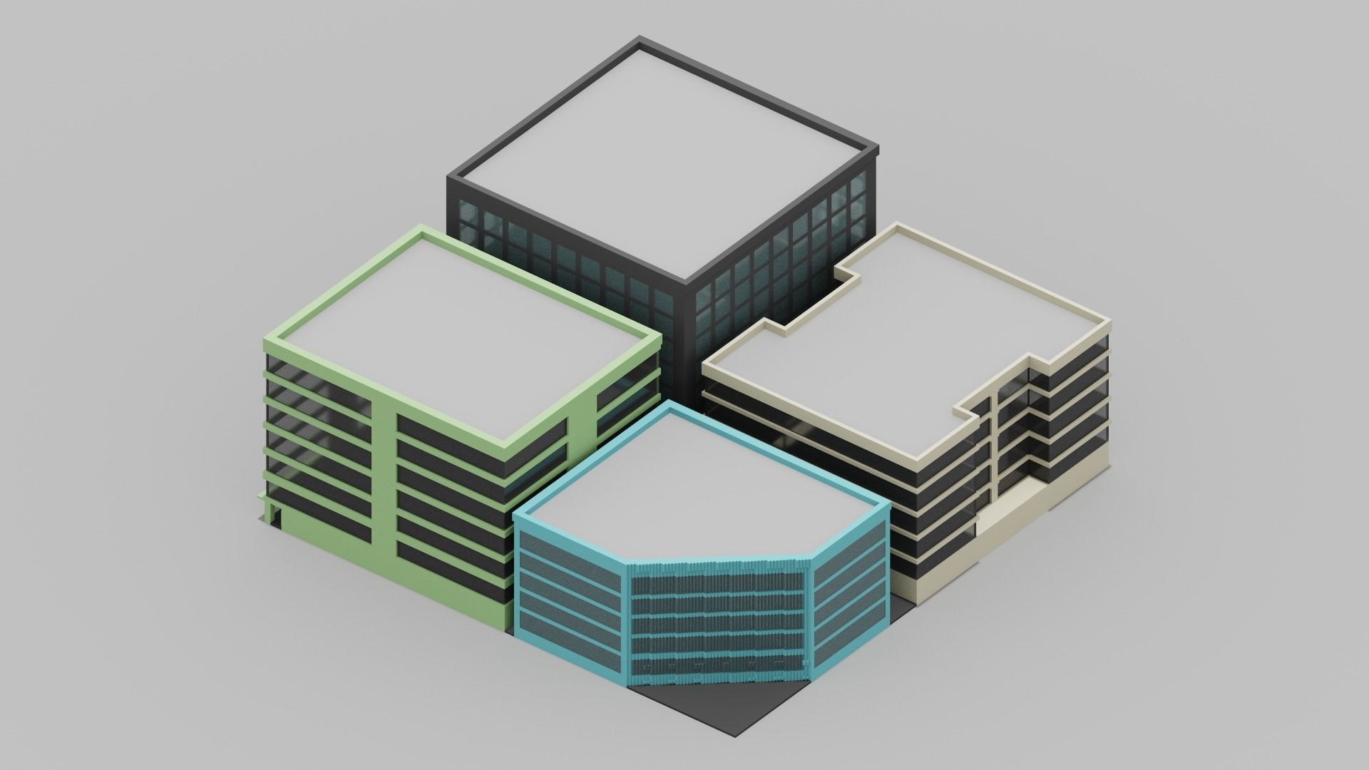 Voxel City Low-poly 3D model_21