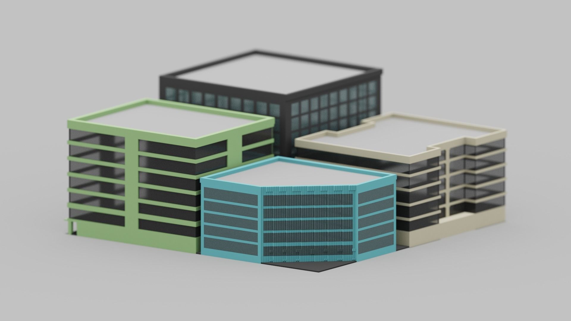 Voxel City Low-poly 3D model_3