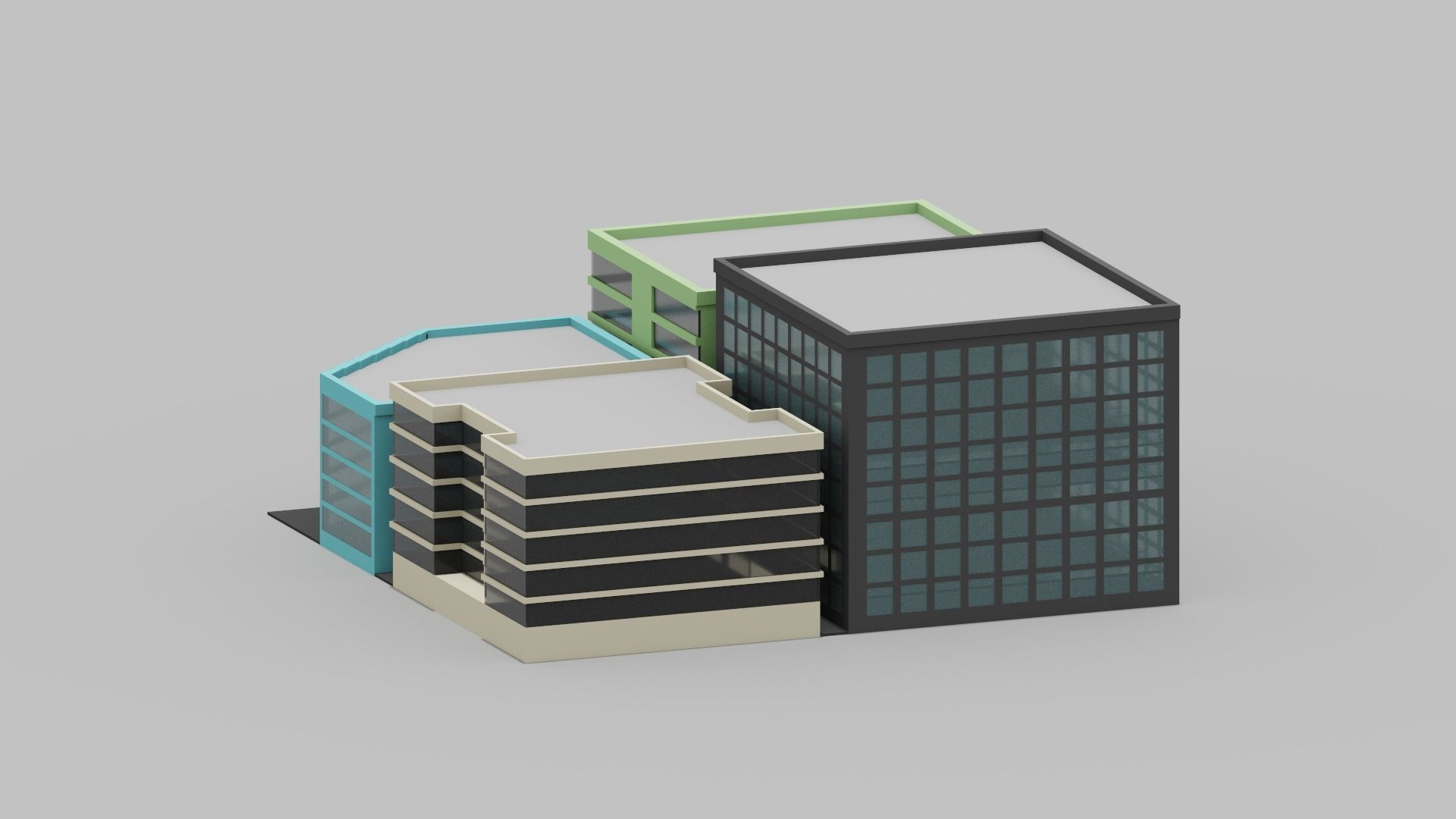 Voxel City Low-poly 3D model_11