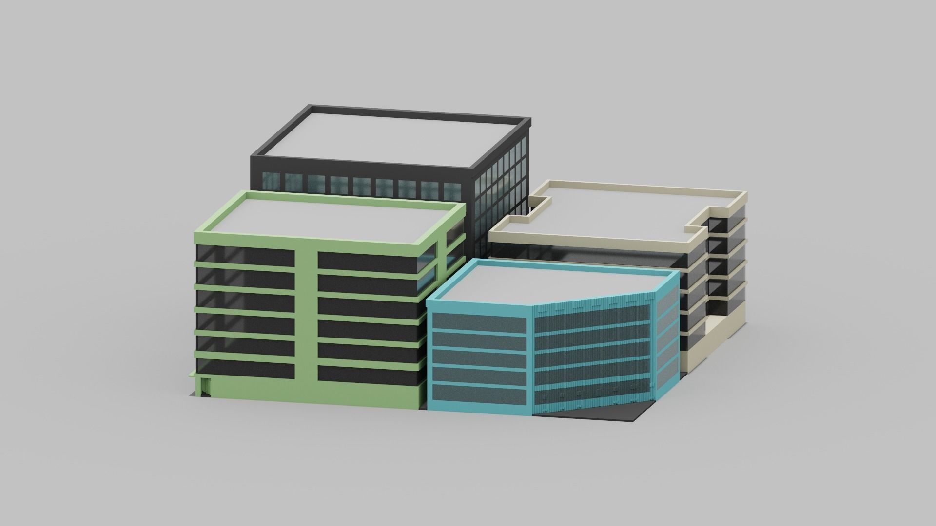 Voxel City Low-poly 3D model_20