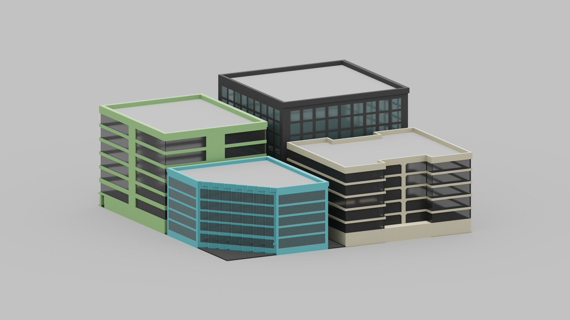 Voxel City Low-poly 3D model_9