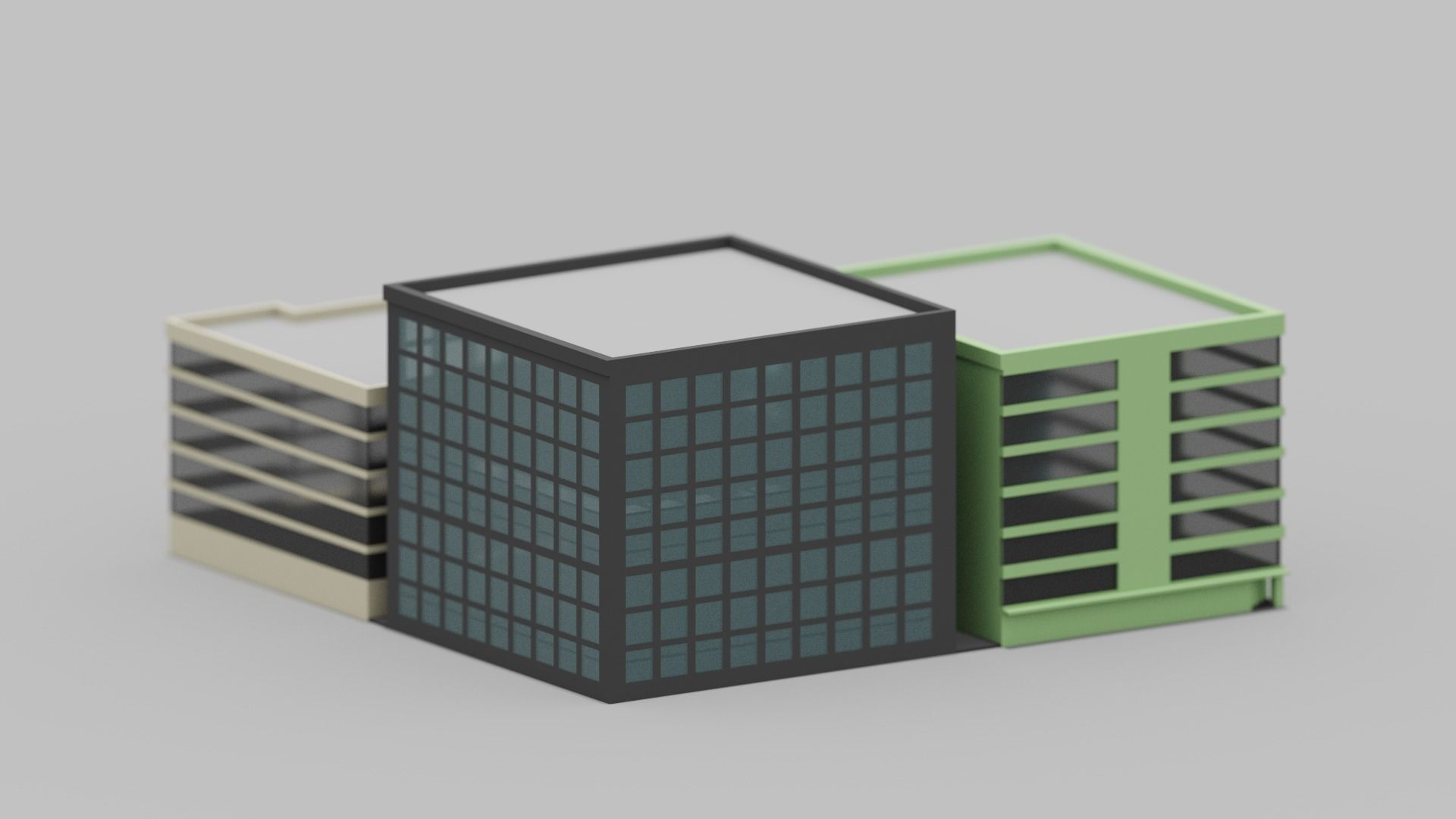 Voxel City Low-poly 3D model_1