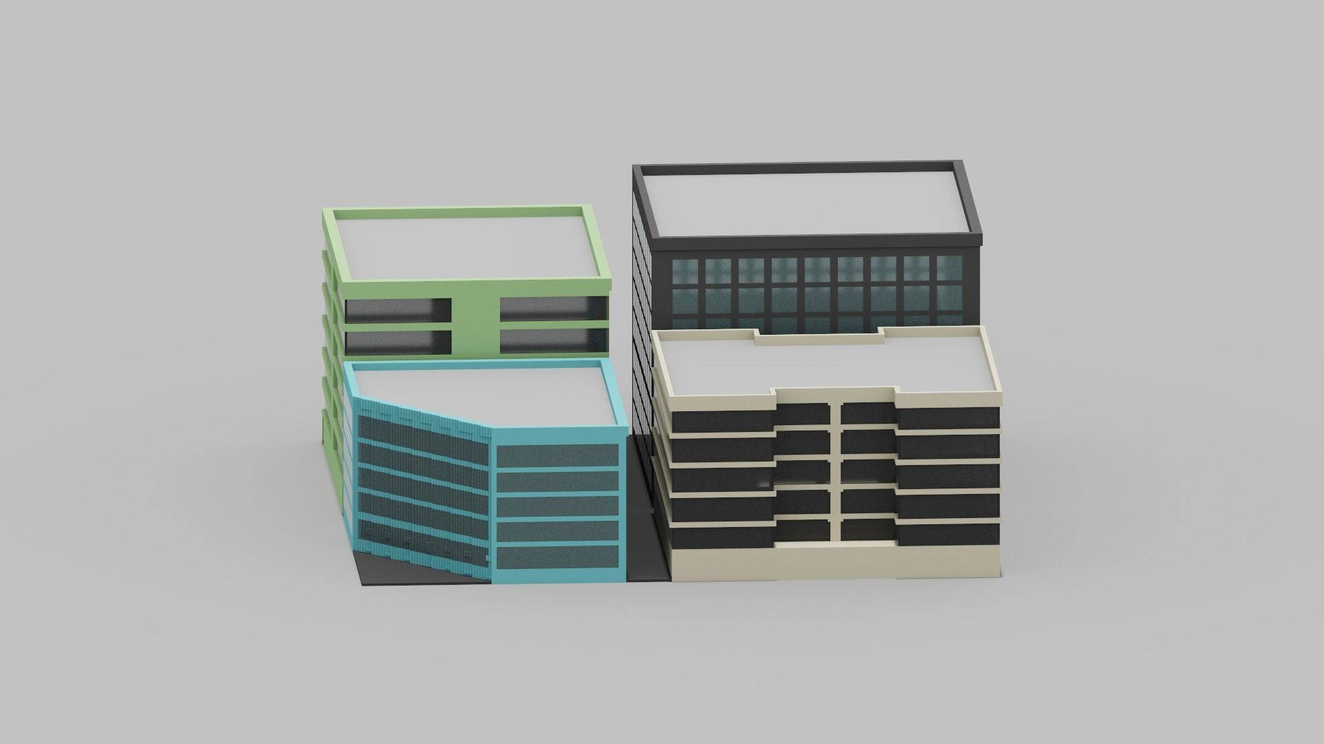 Voxel City Low-poly 3D model_2