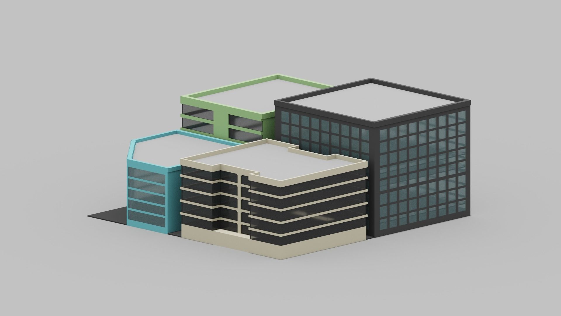 Voxel City Low-poly 3D model_10