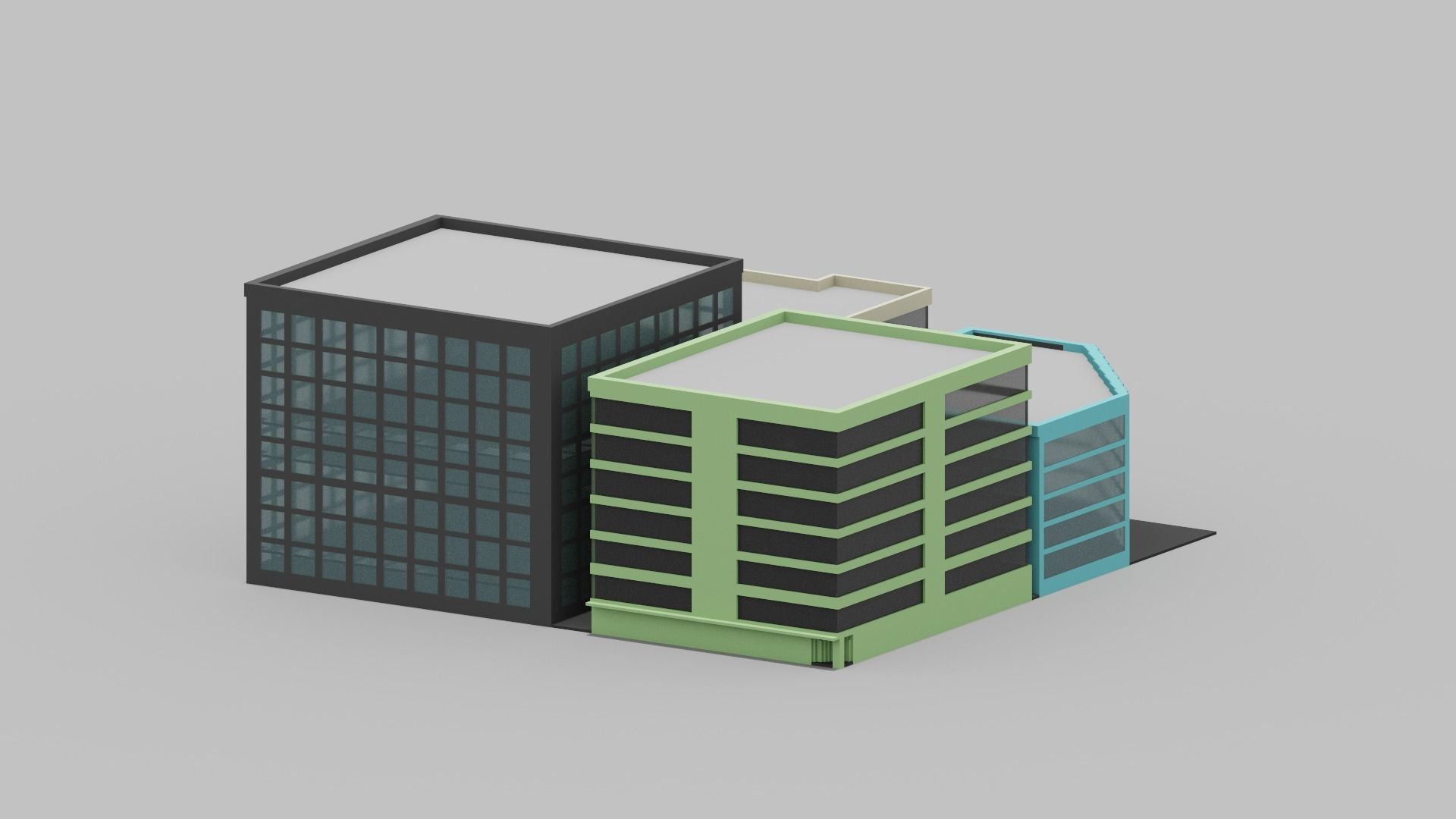 Voxel City Low-poly 3D model_17