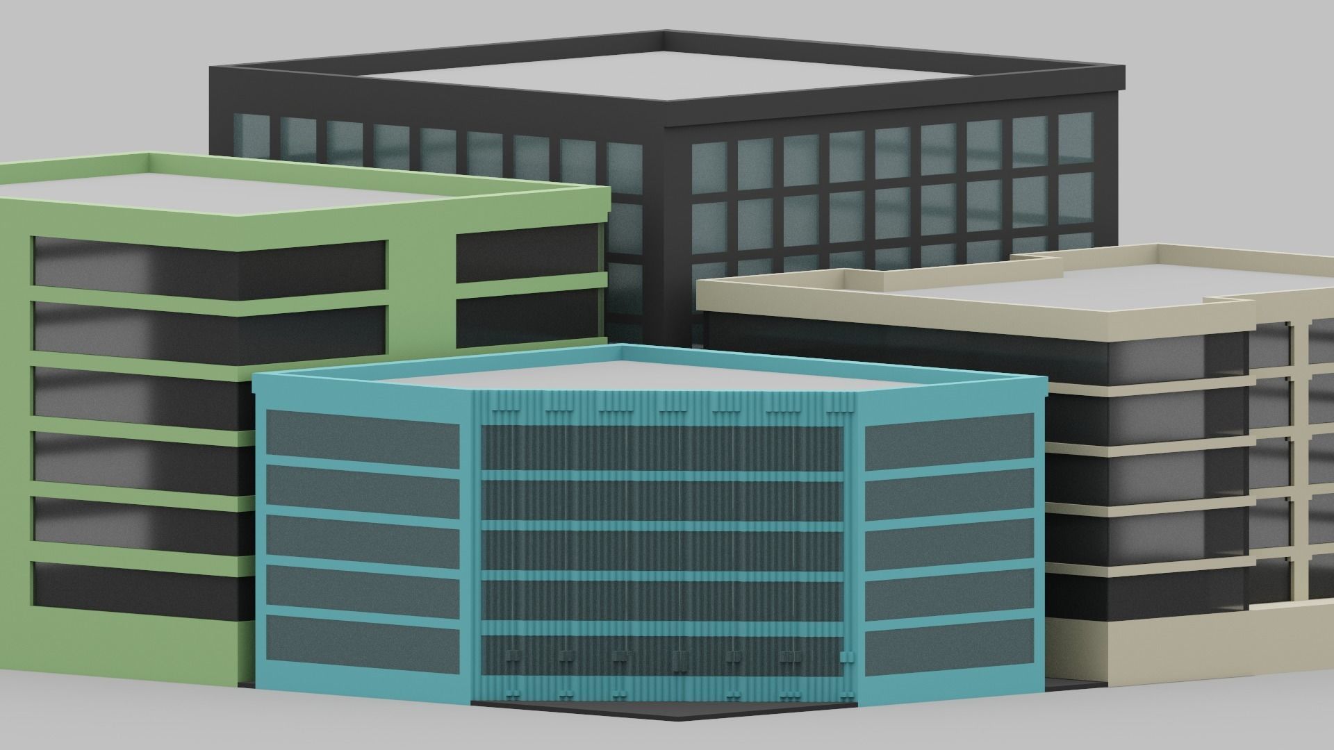 Voxel City Low-poly 3D model_5