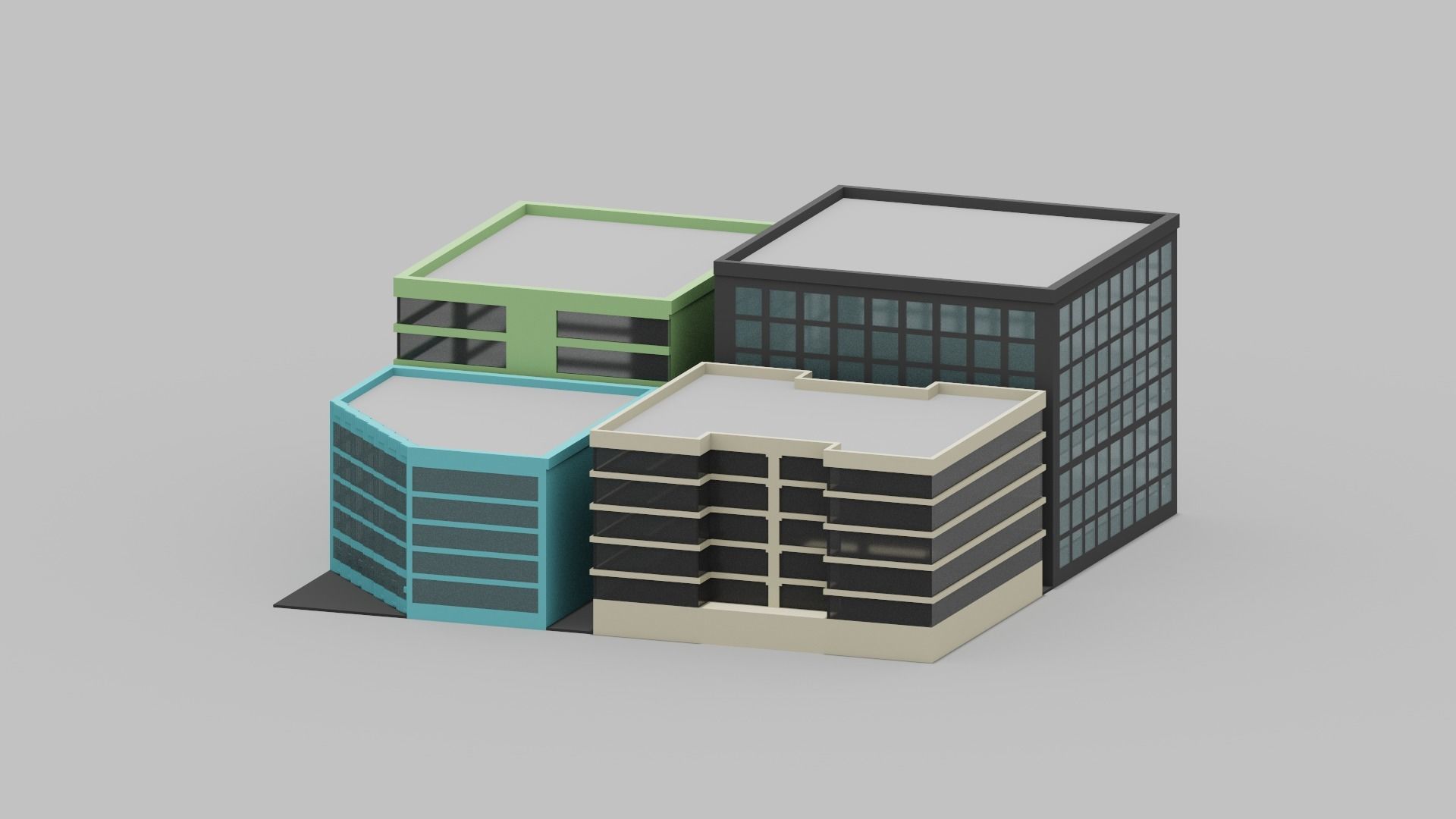 Voxel City Low-poly 3D model_4