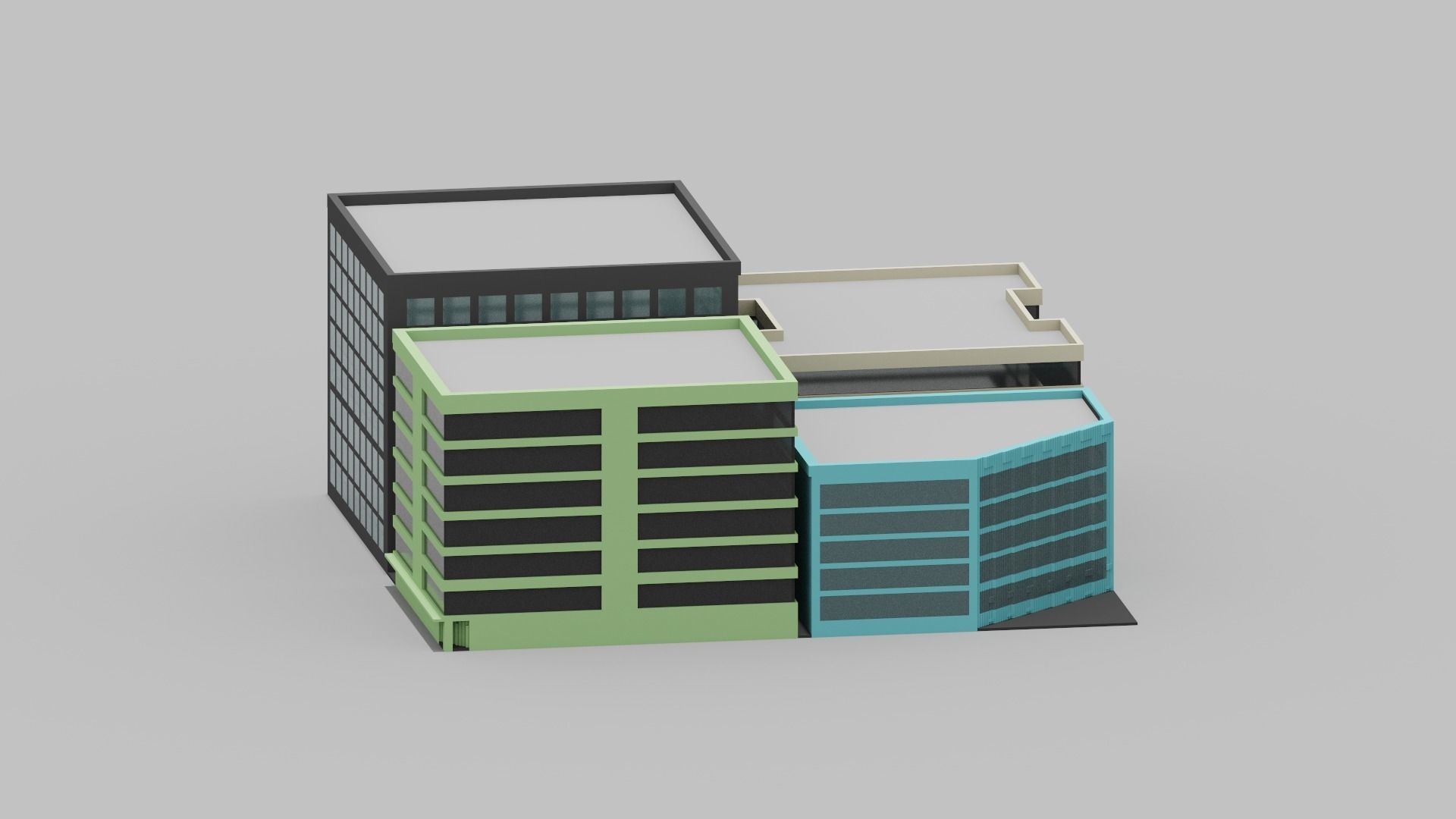 Voxel City Low-poly 3D model_19