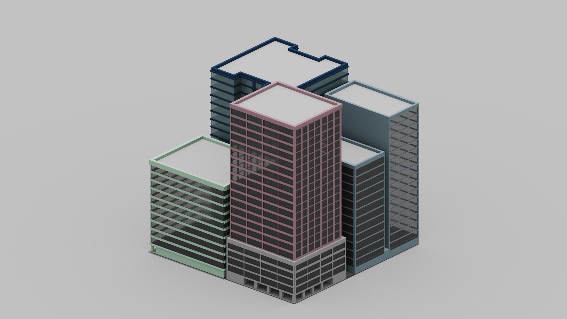 Voxel City  Low-poly 3D model_1