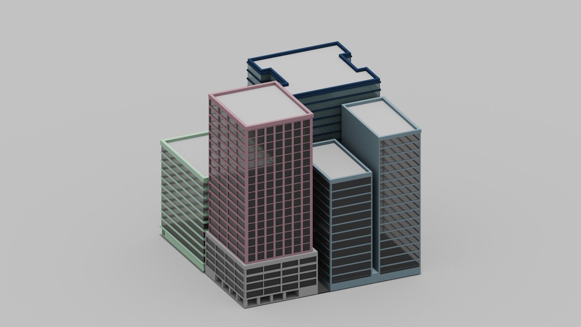 Voxel City  Low-poly 3D model_8