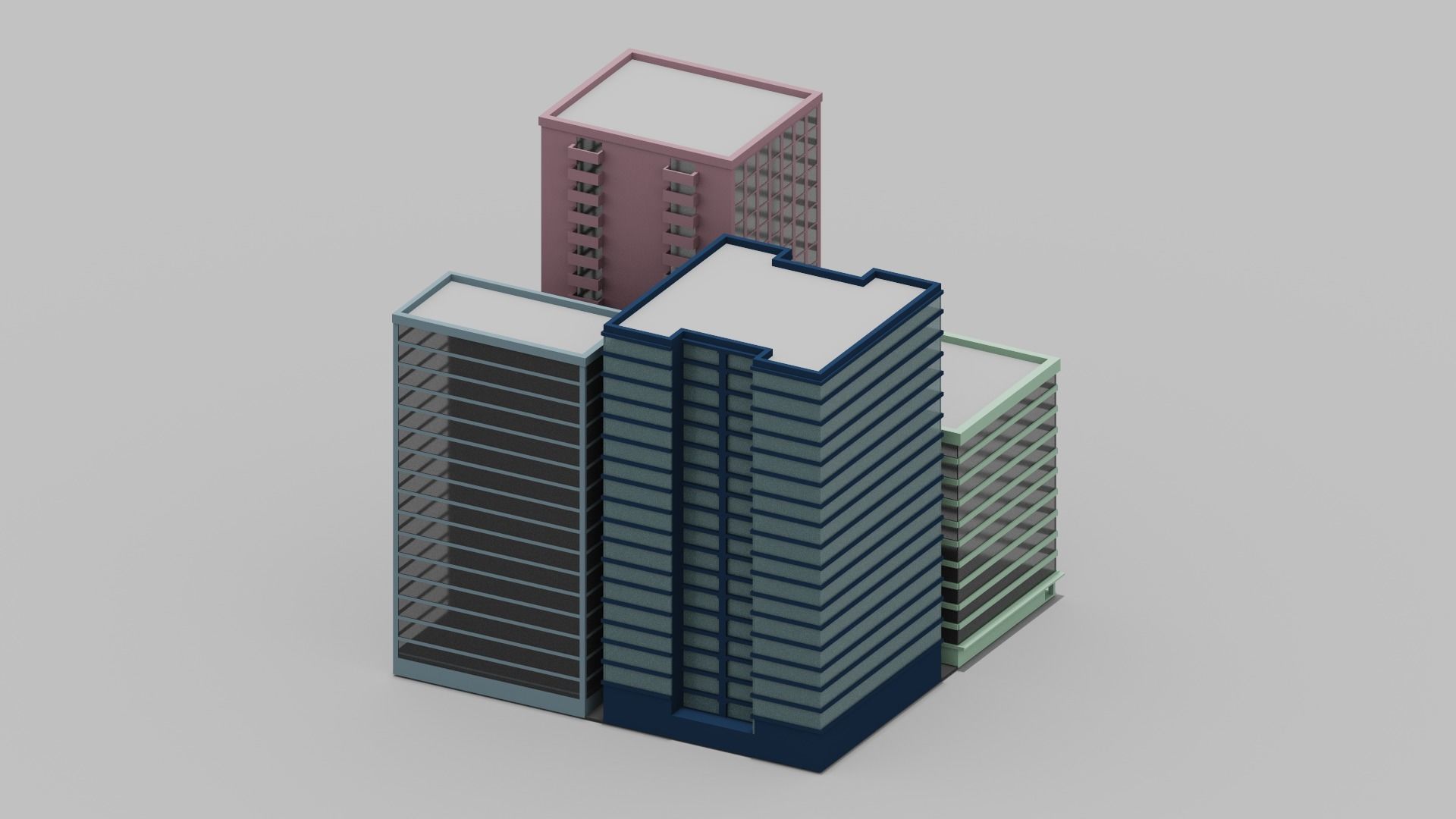 Voxel City  Low-poly 3D model_14