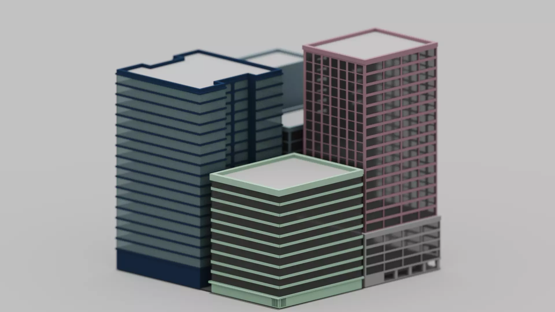 Voxel City  Low-poly 3D model_0