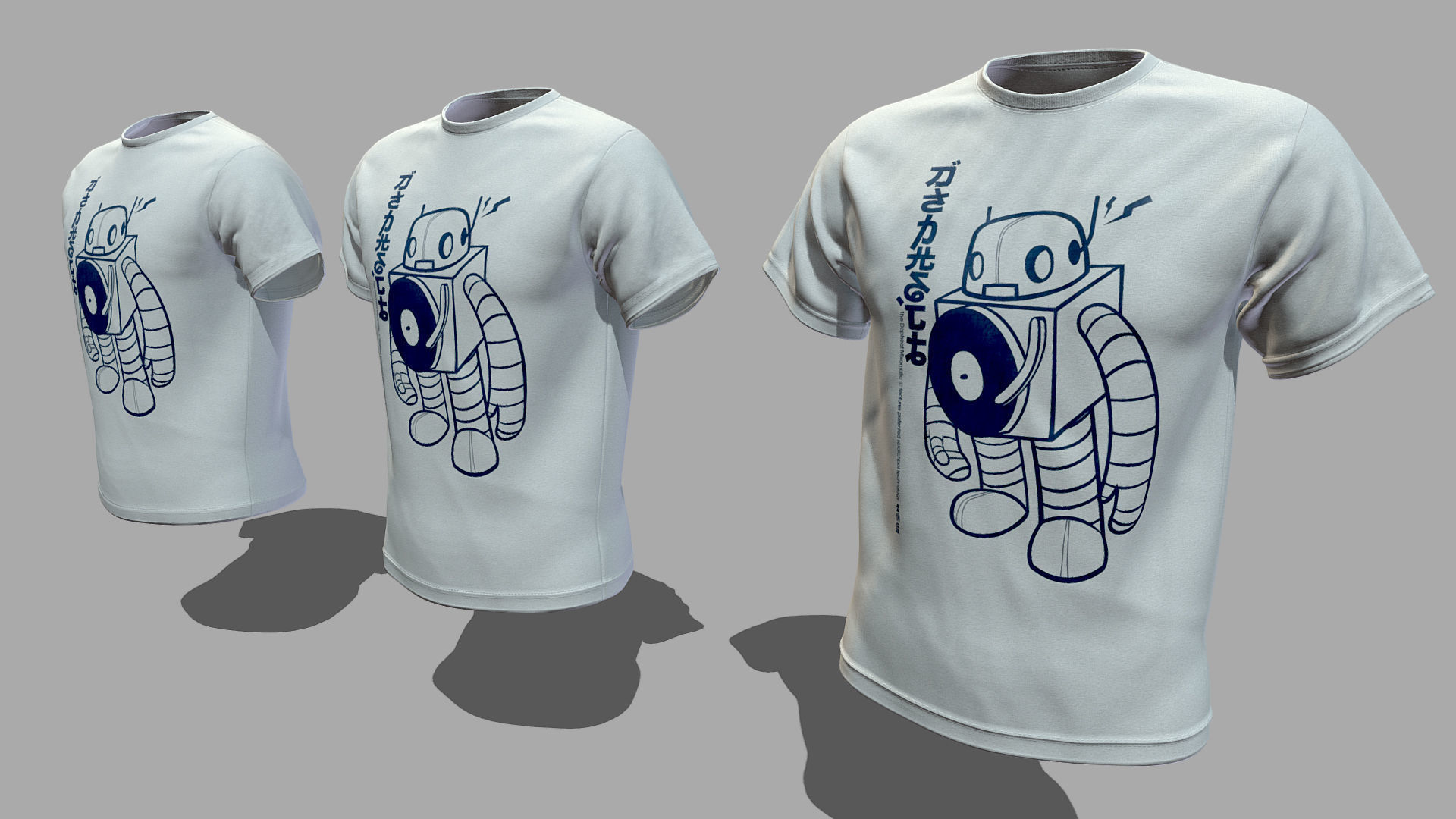 Tshirt three t - shirts Low-poly 3D model_3