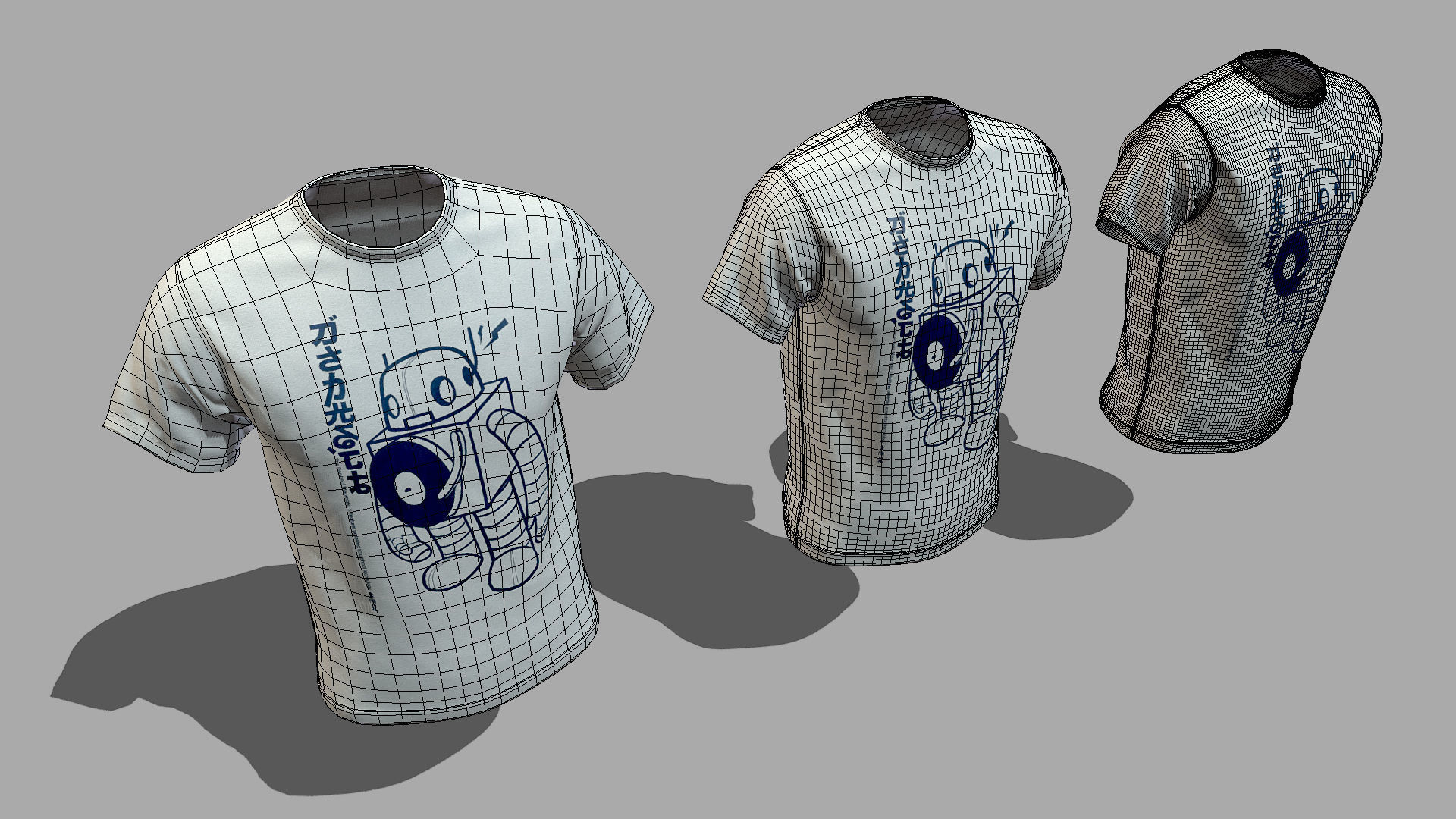 Tshirt three t - shirts Low-poly 3D model_9