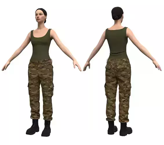 Female Military Pants - Marvelous Designer  3D model