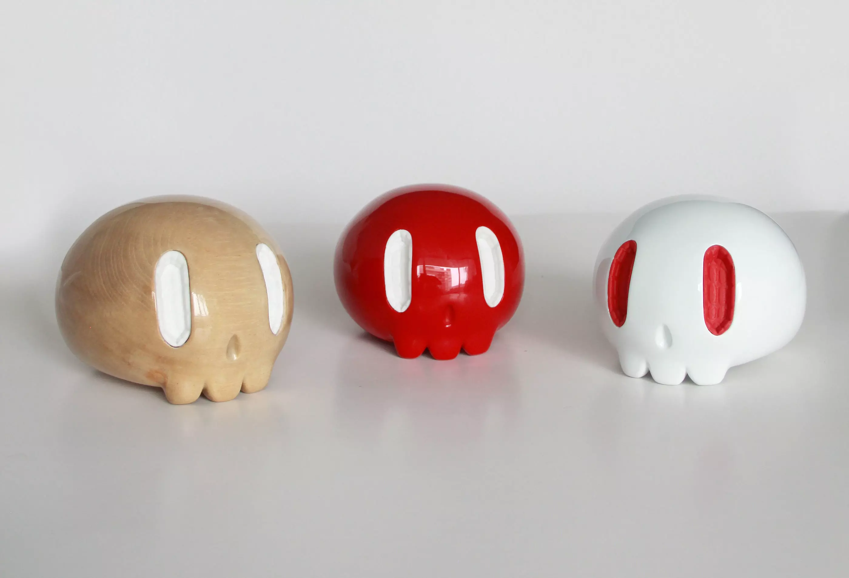 Skulls three wooden 3D print model_0