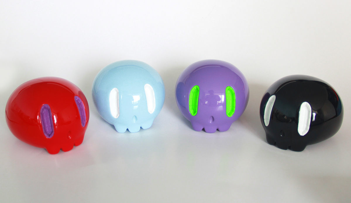 Skulls three wooden 3D print model_2