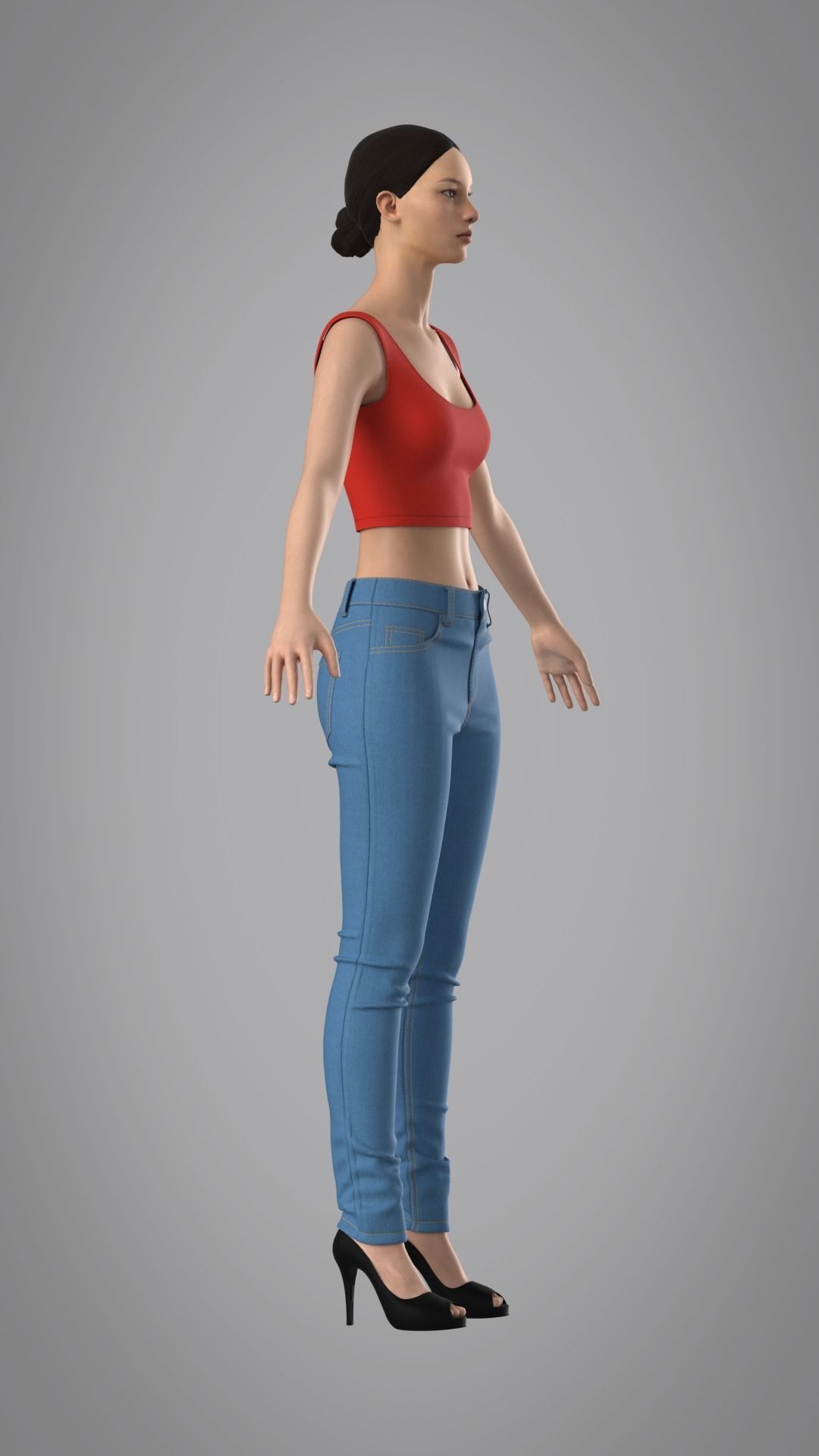 Female Jeans Pants - Marvelous Designer 3D model_5