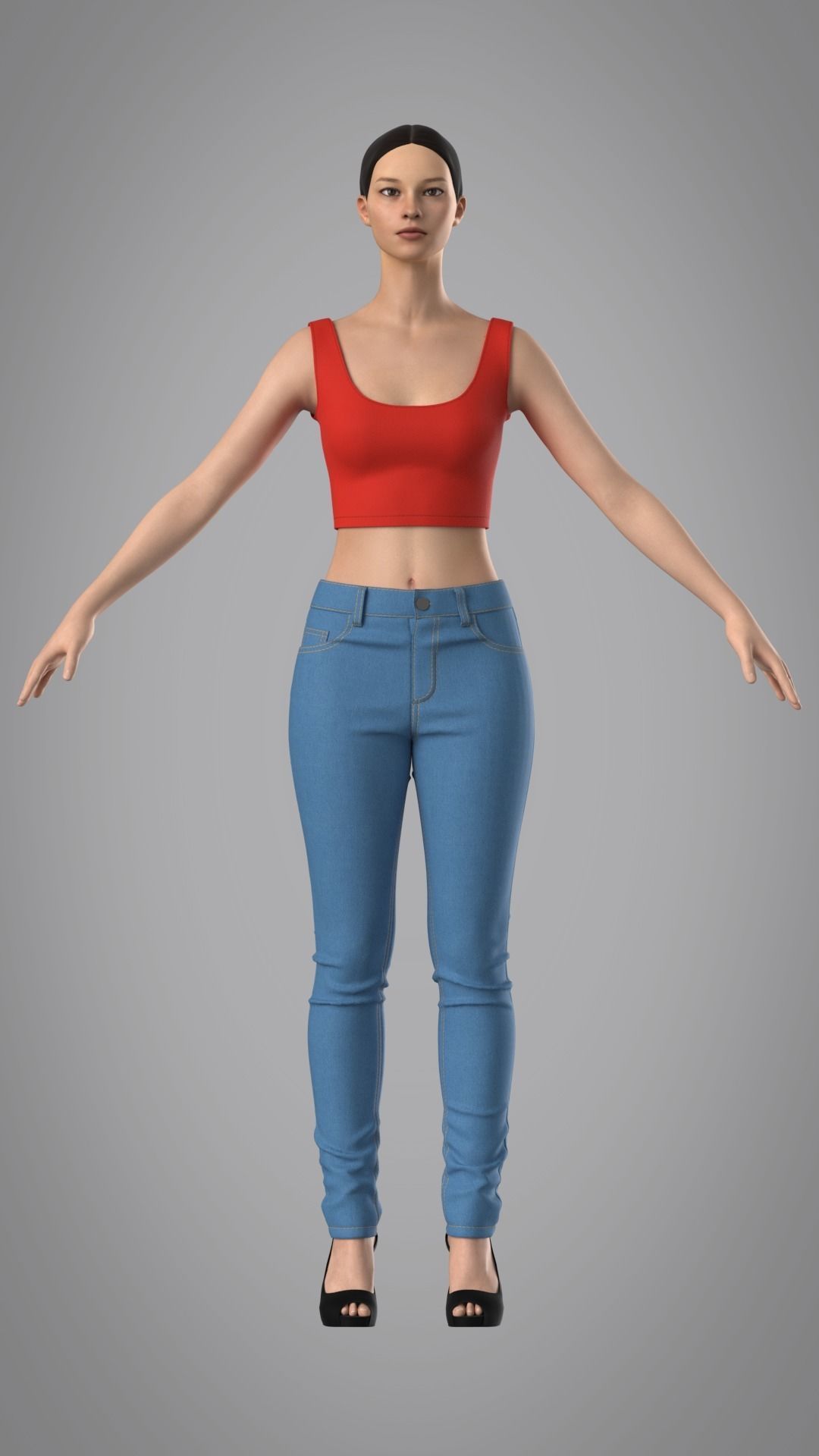 Female Jeans Pants - Marvelous Designer 3D model_2