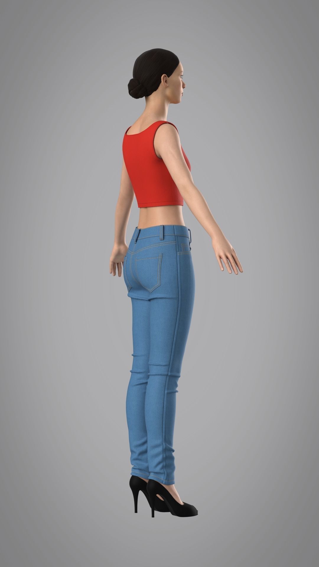 Female Jeans Pants - Marvelous Designer 3D model_7