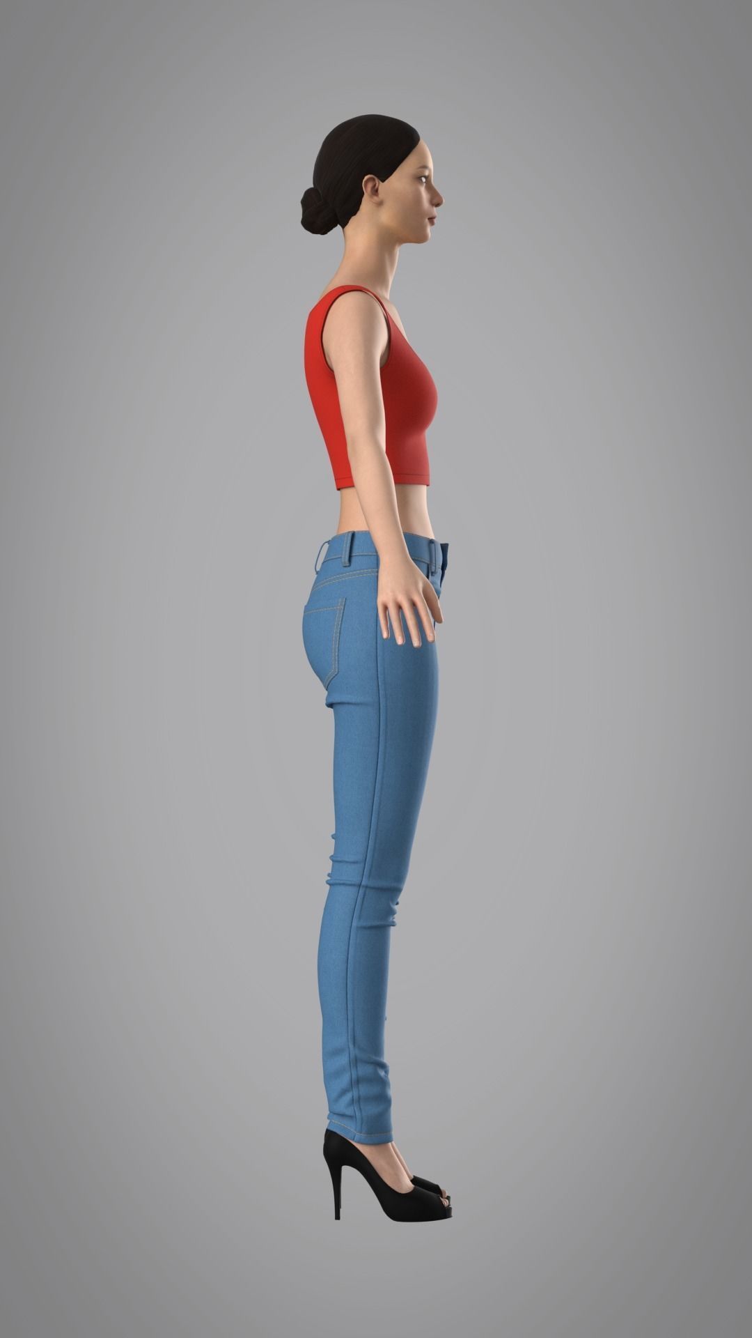 Female Jeans Pants - Marvelous Designer 3D model_6