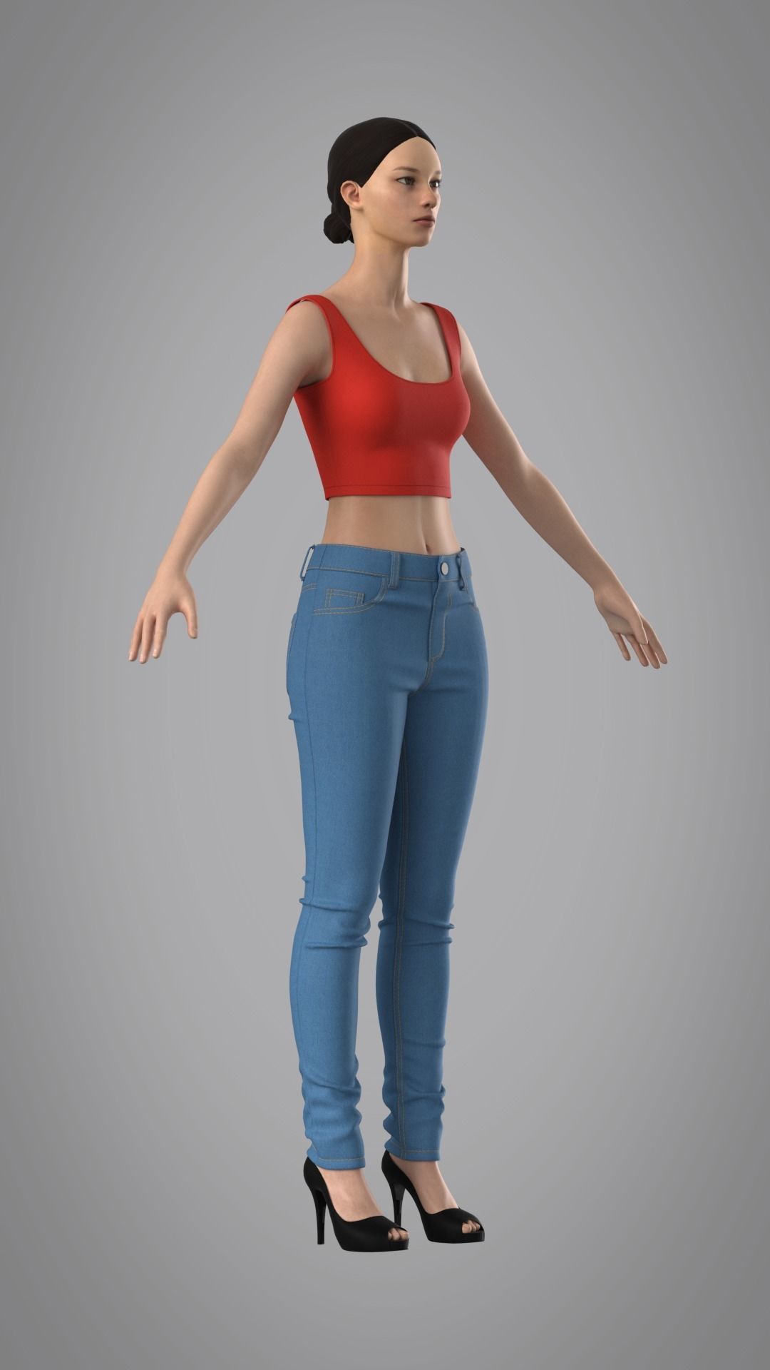 Female Jeans Pants - Marvelous Designer 3D model_4