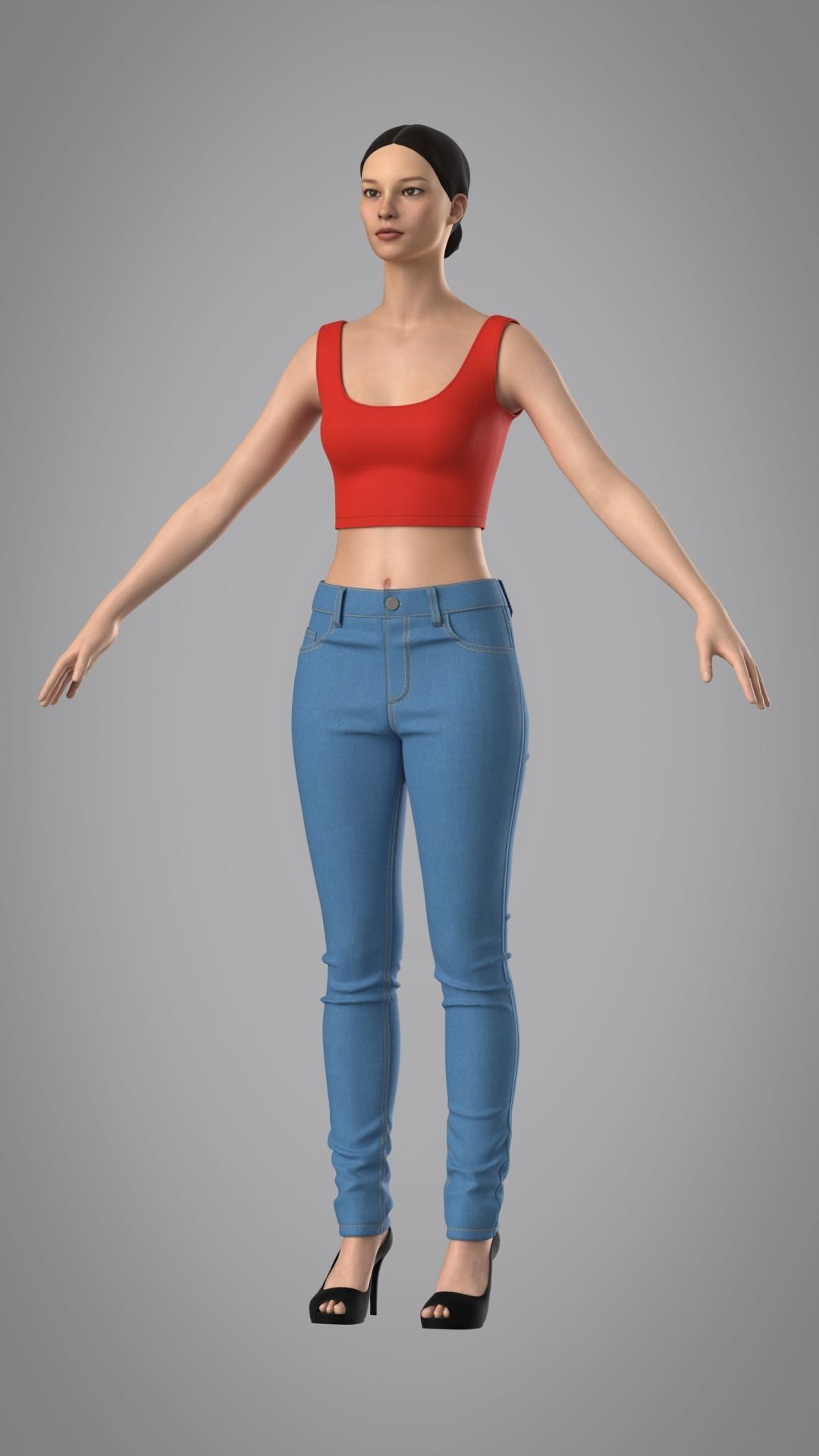 Female Jeans Pants - Marvelous Designer 3D model_1
