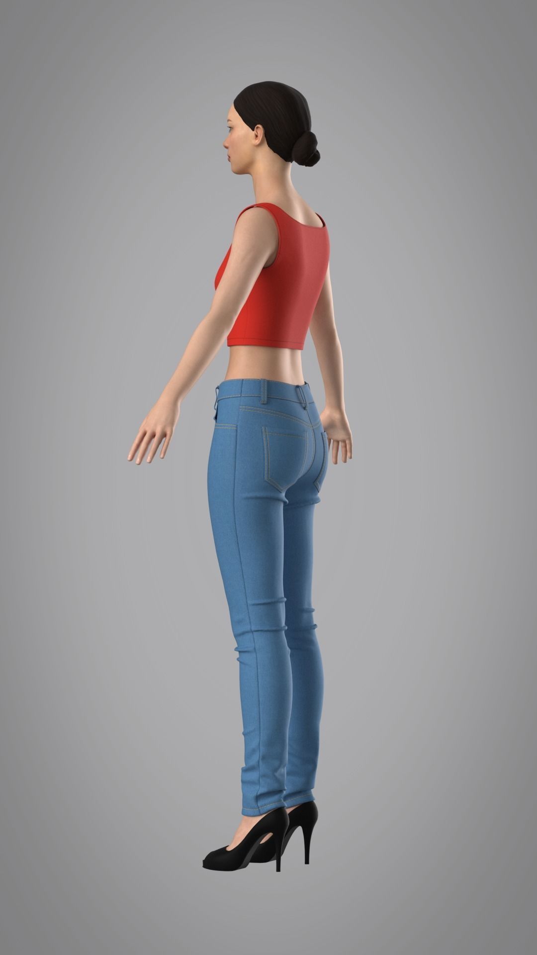 Female Jeans Pants - Marvelous Designer 3D model_13