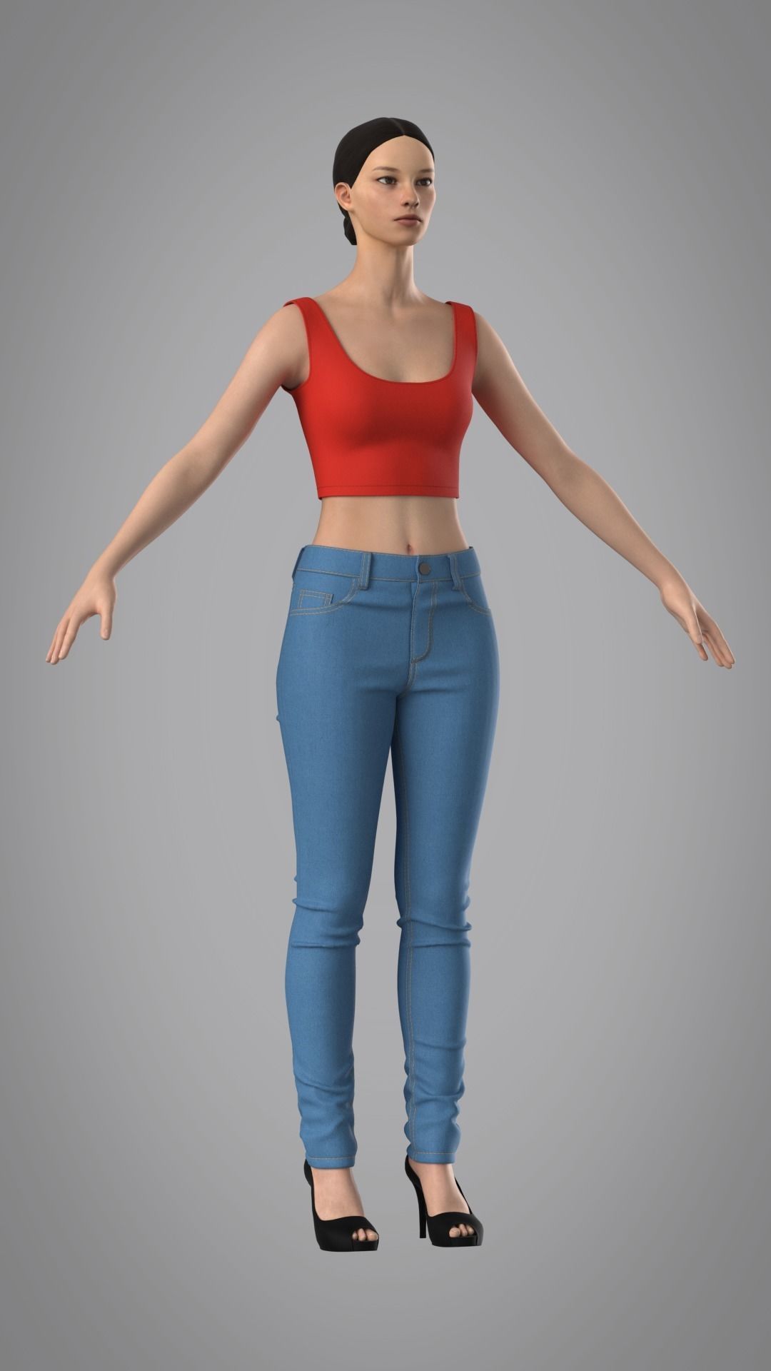Female Jeans Pants - Marvelous Designer 3D model_3