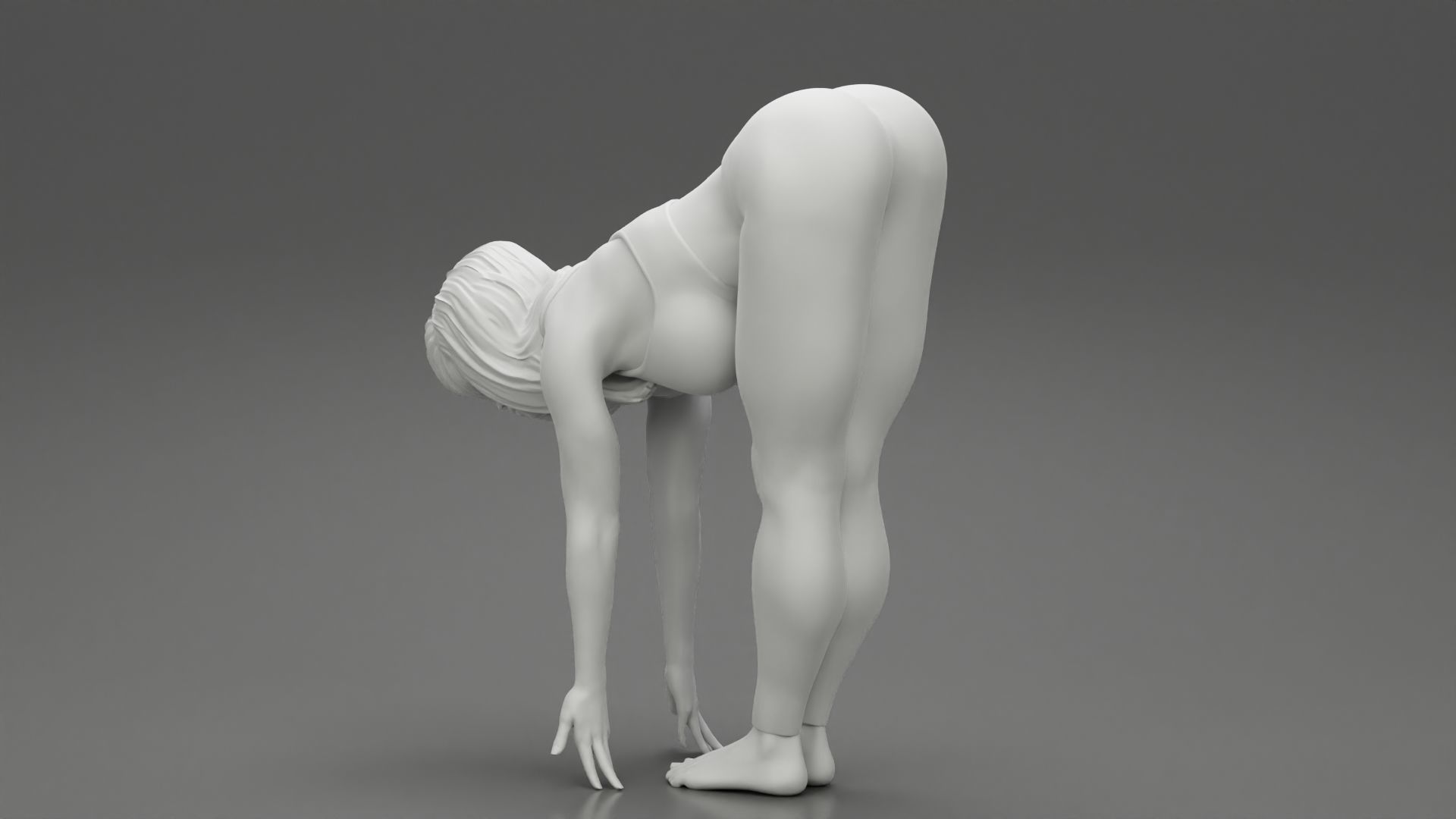 Young Woman Doing Yoga Asana Standing Forward Bend Pose 3D print model_10