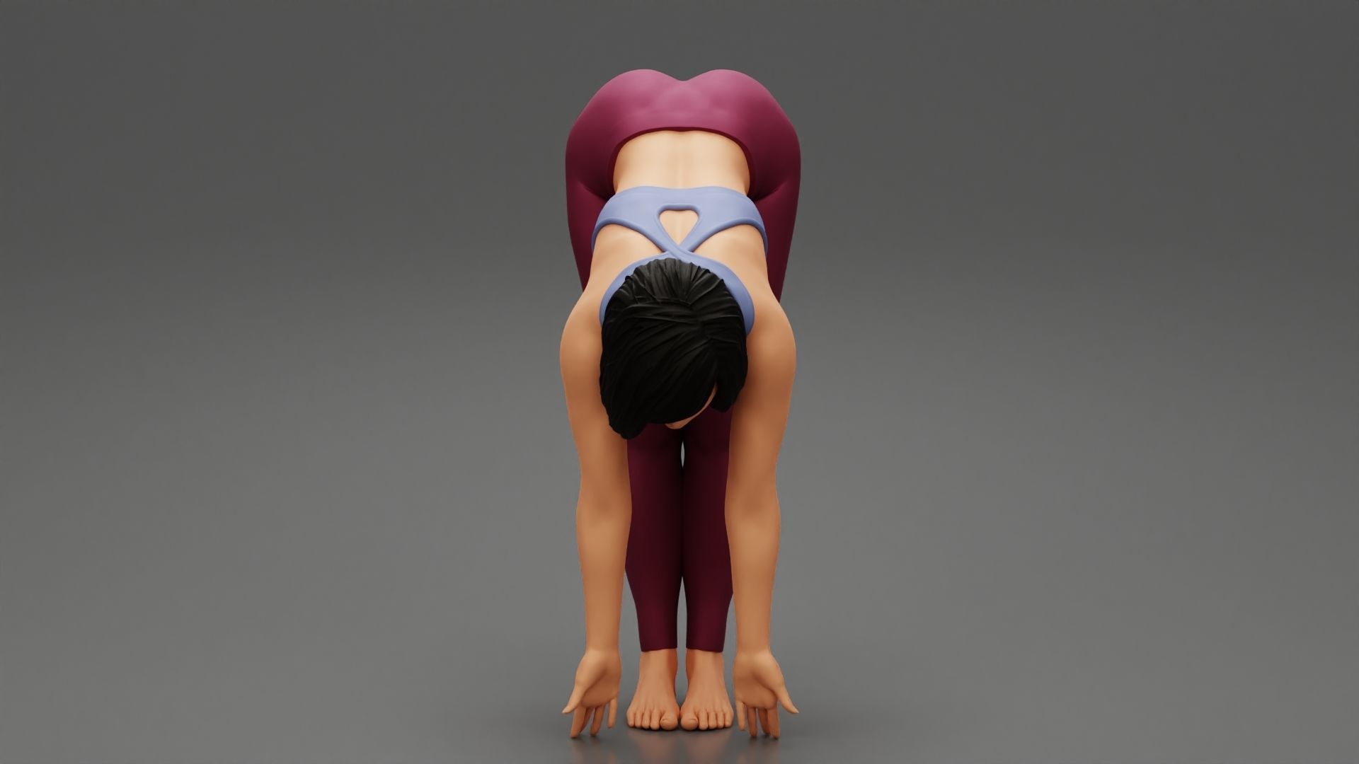 Young Woman Doing Yoga Asana Standing Forward Bend Pose 3D print model_1