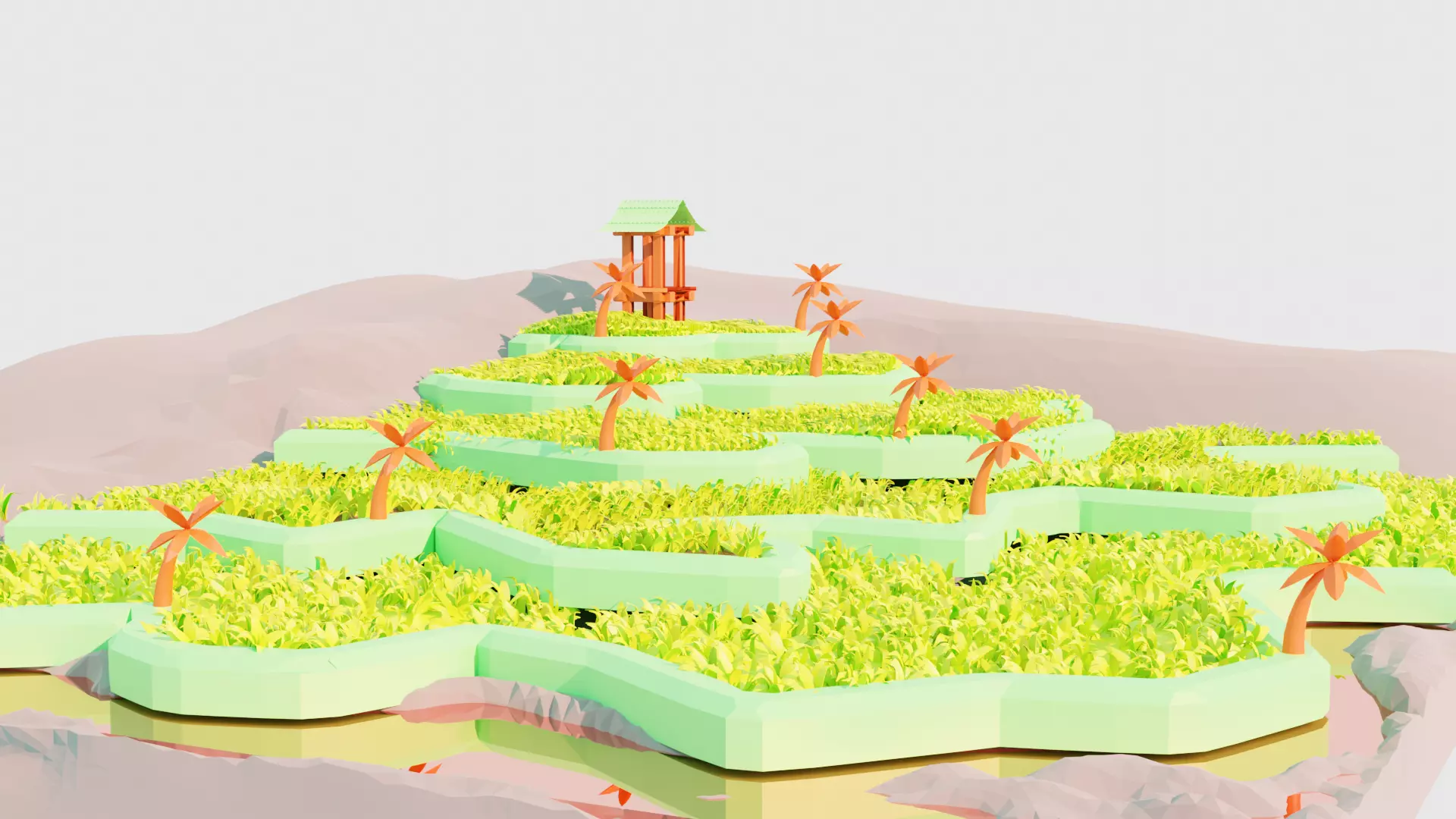Indonesian terasering landscape 3D model_0