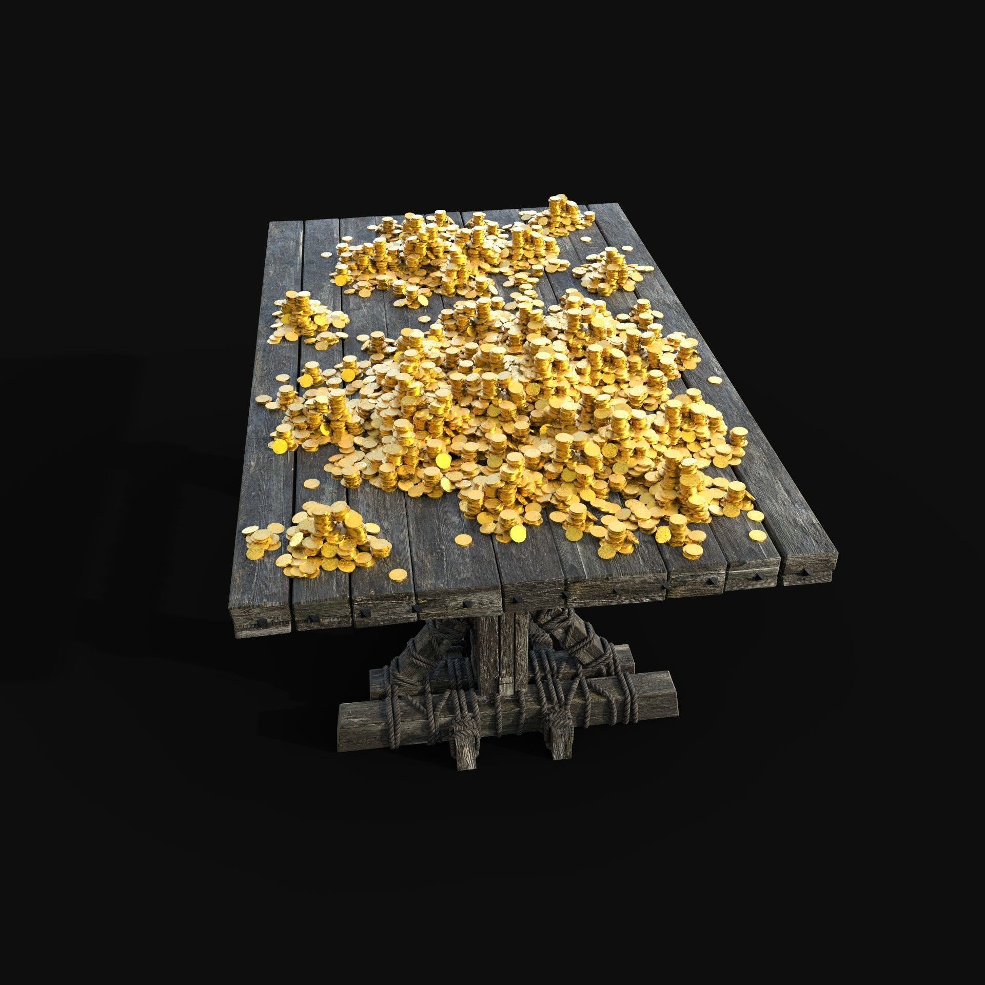 TREASURE GOLD PILE CHEST TABLE LOOT LOOTBOX PIRATE PACK 3D Model Collection_11