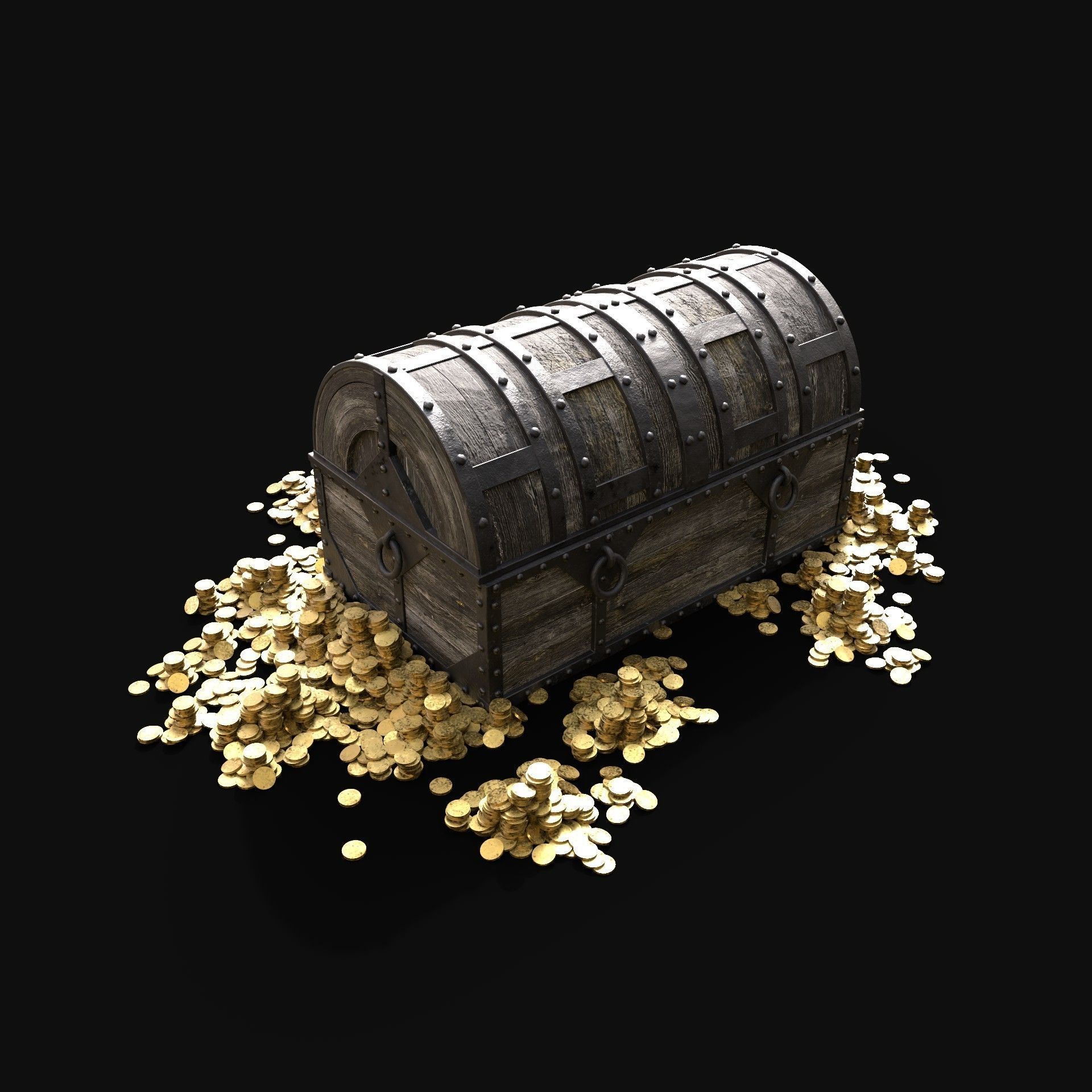TREASURE GOLD PILE CHEST TABLE LOOT LOOTBOX PIRATE PACK 3D Model Collection_4