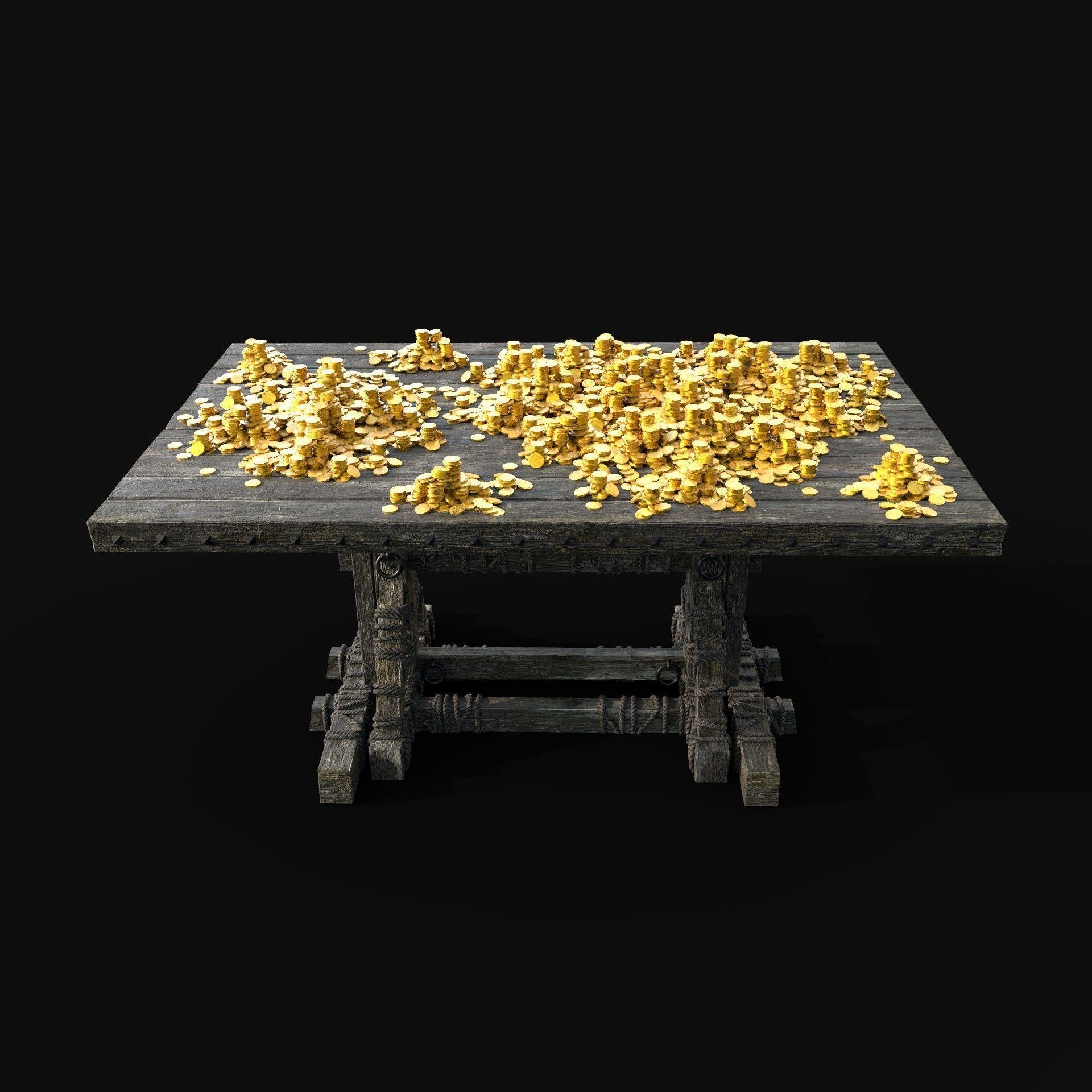 TREASURE GOLD PILE CHEST TABLE LOOT LOOTBOX PIRATE PACK 3D Model Collection_9