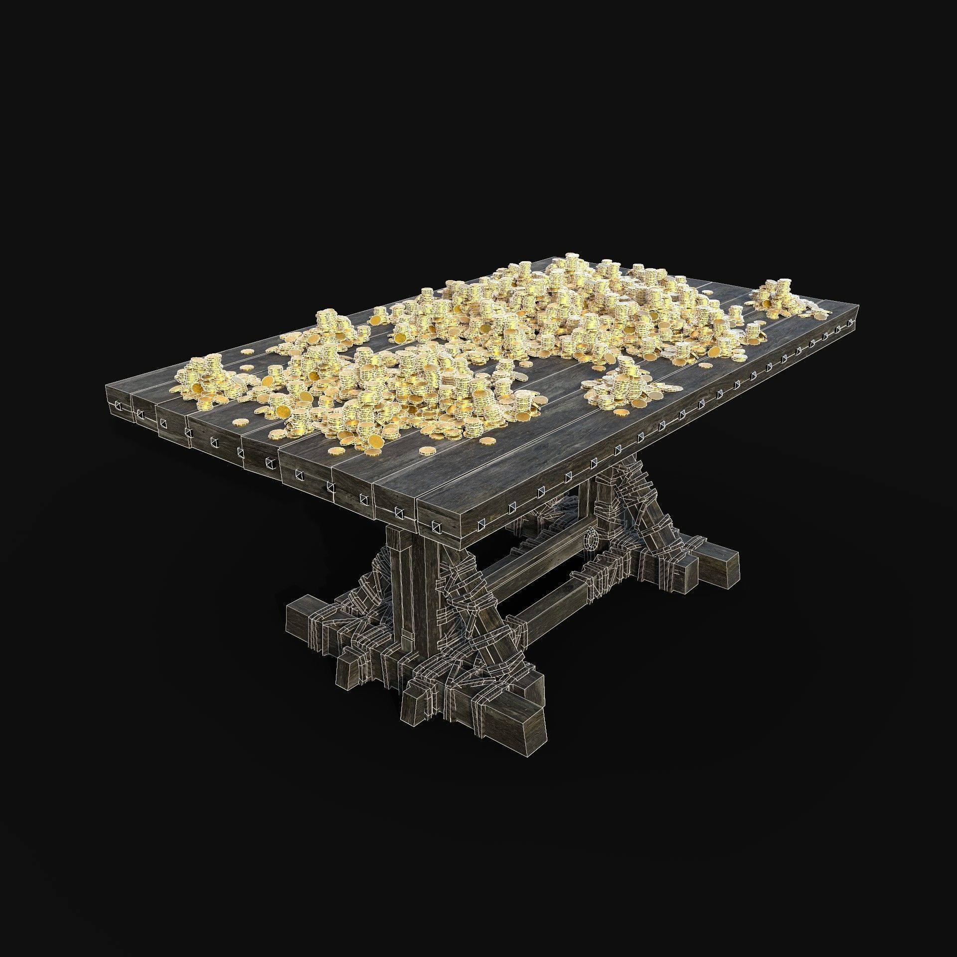 TREASURE GOLD PILE CHEST TABLE LOOT LOOTBOX PIRATE PACK 3D Model Collection_13