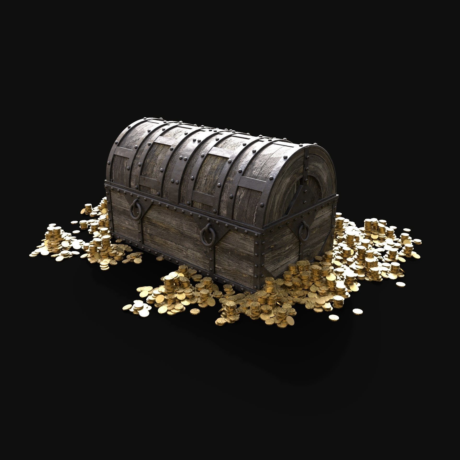 TREASURE GOLD PILE CHEST TABLE LOOT LOOTBOX PIRATE PACK 3D Model Collection_5