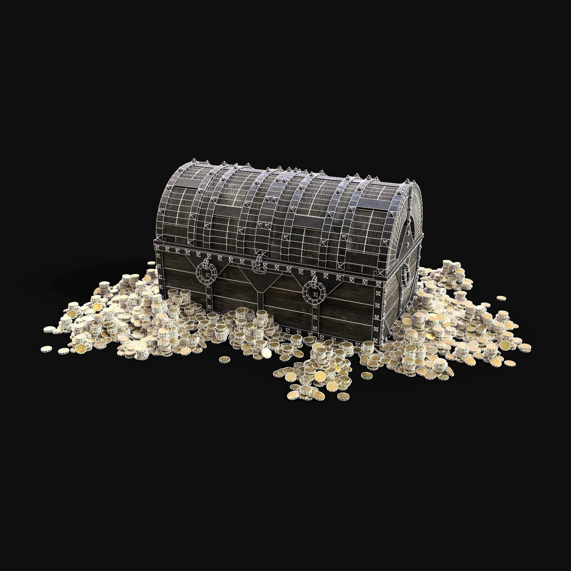 TREASURE GOLD PILE CHEST TABLE LOOT LOOTBOX PIRATE PACK 3D Model Collection_7