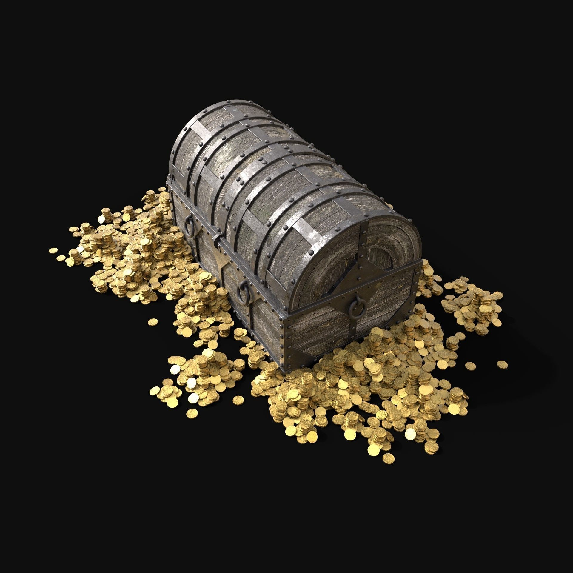 TREASURE GOLD PILE CHEST TABLE LOOT LOOTBOX PIRATE PACK 3D Model Collection_3