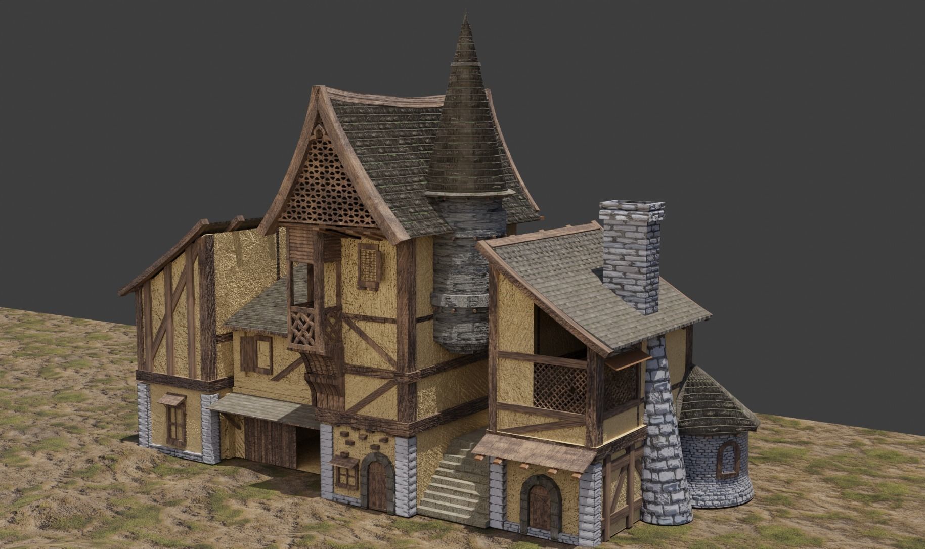 Medieval House 3D model_2