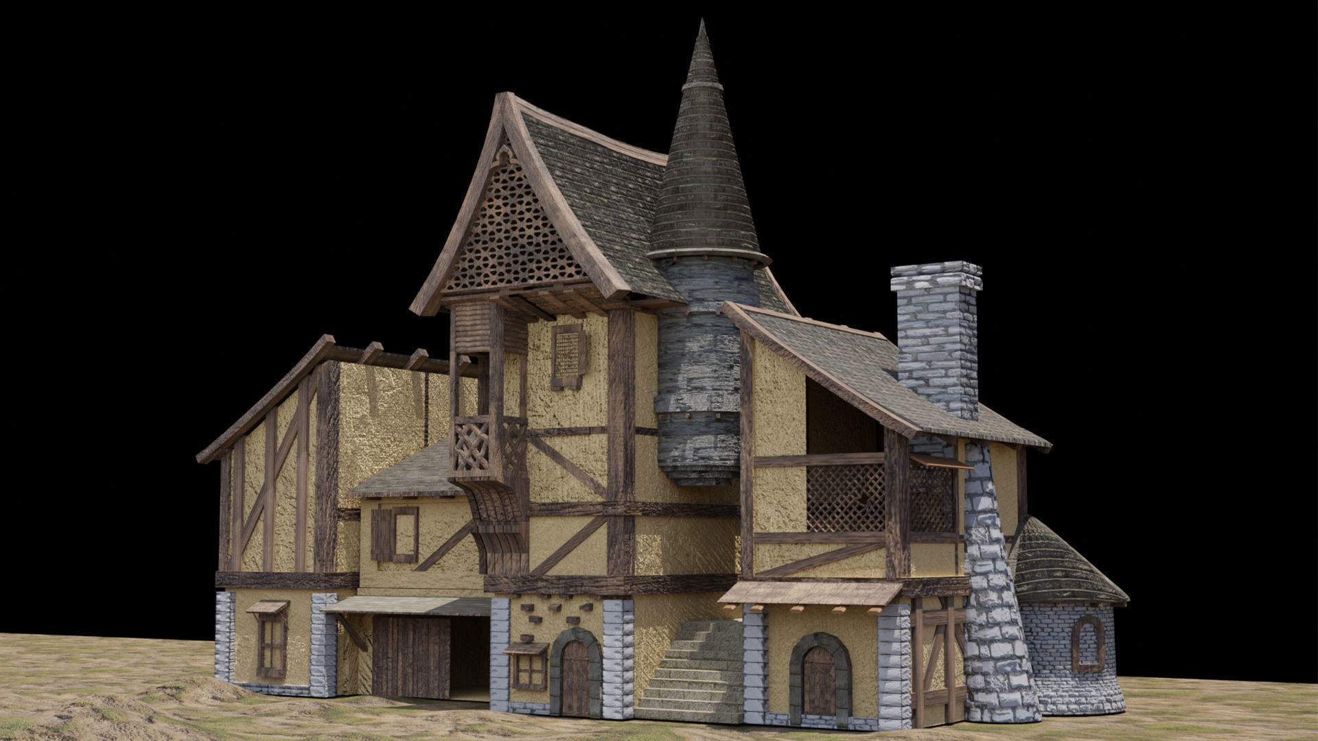 Medieval House 3D model_3