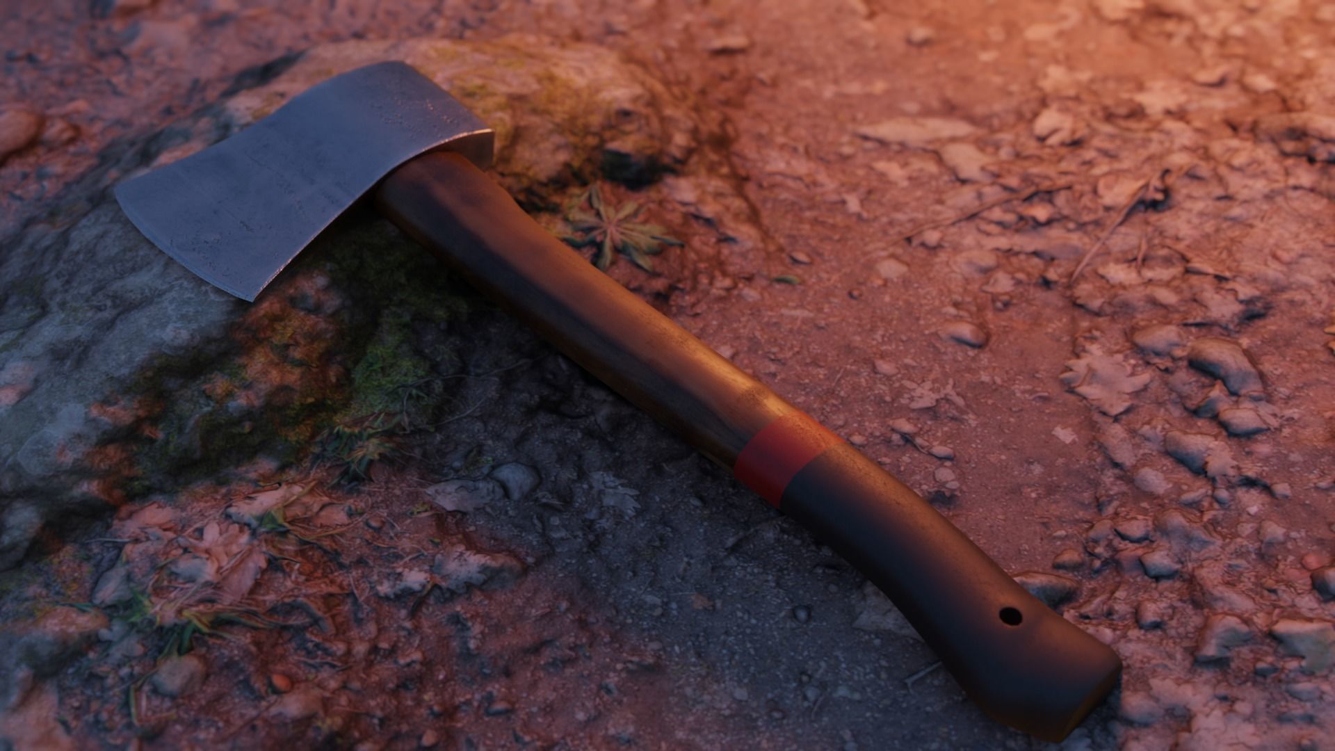 Camp Survival Hatchet Low-poly 3D model_7