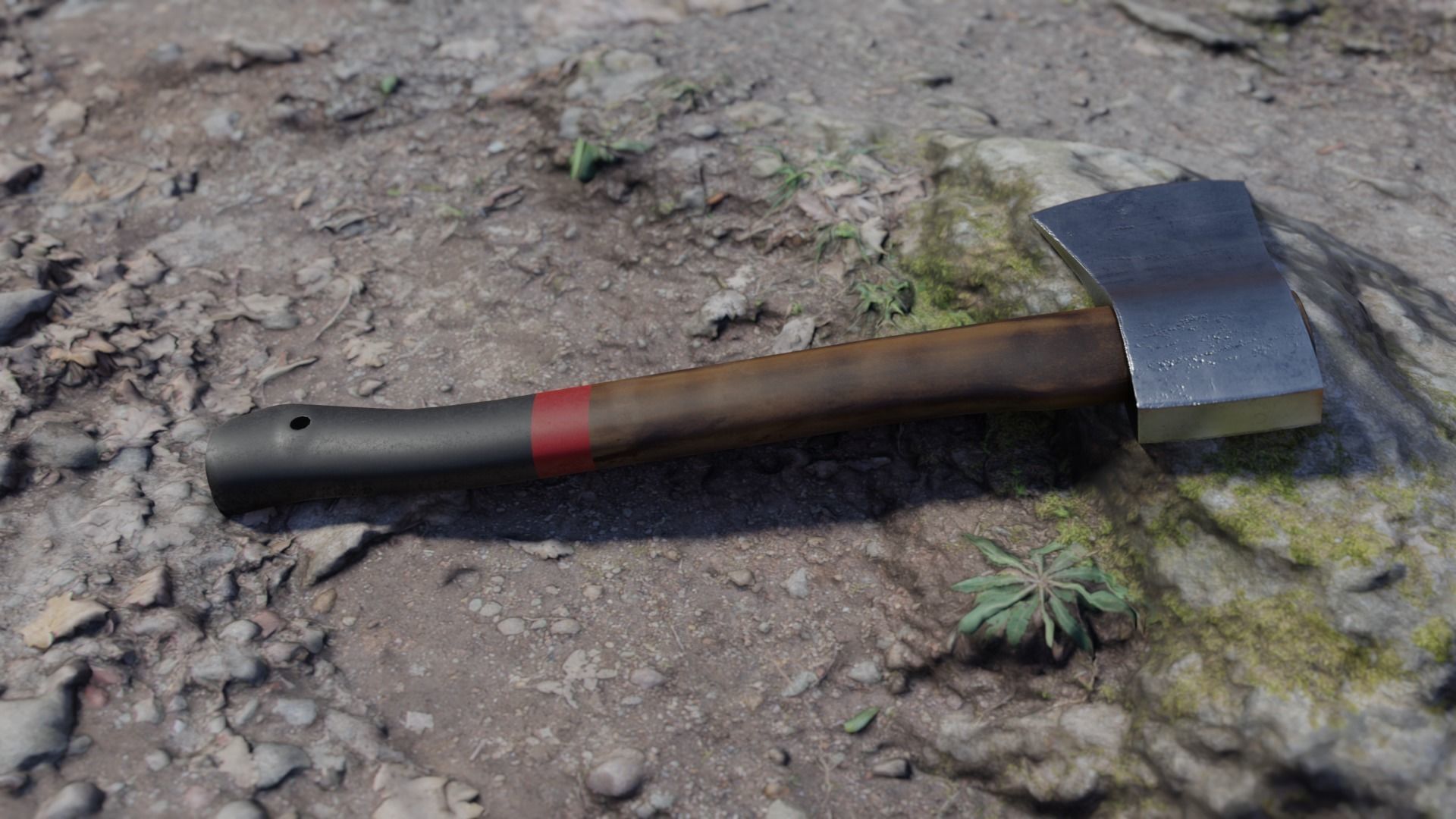 Camp Survival Hatchet Low-poly 3D model_3
