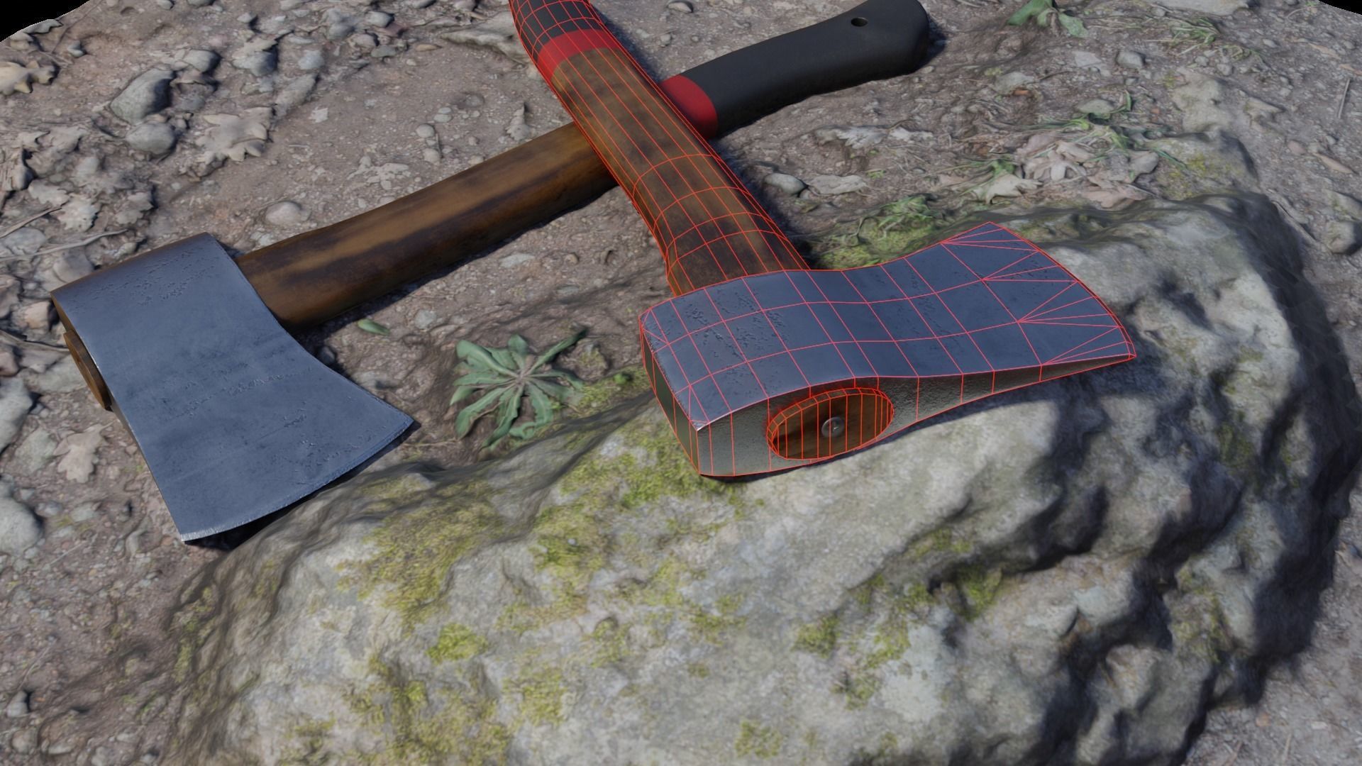 Camp Survival Hatchet Low-poly 3D model_6