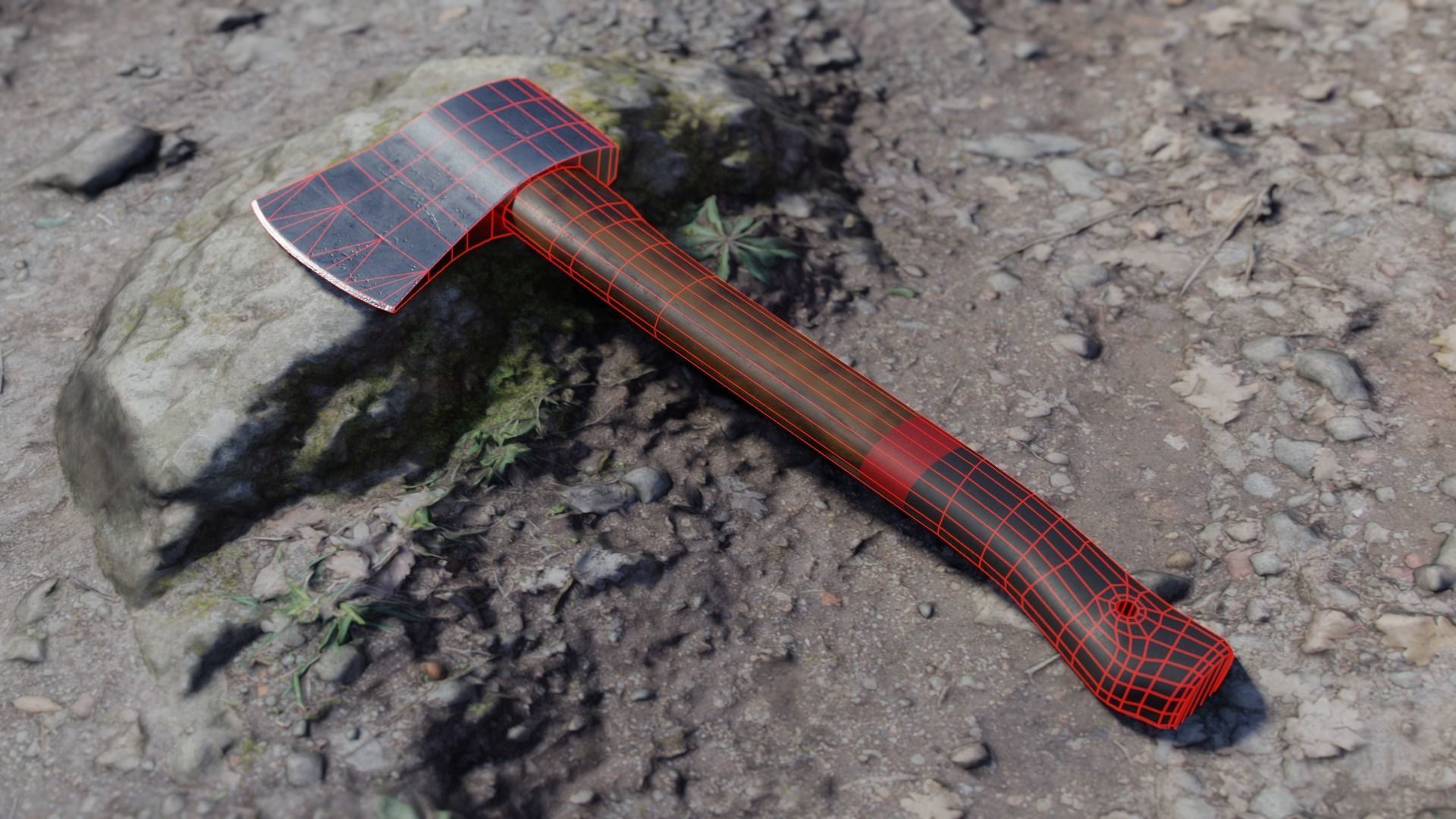 Camp Survival Hatchet Low-poly 3D model_5