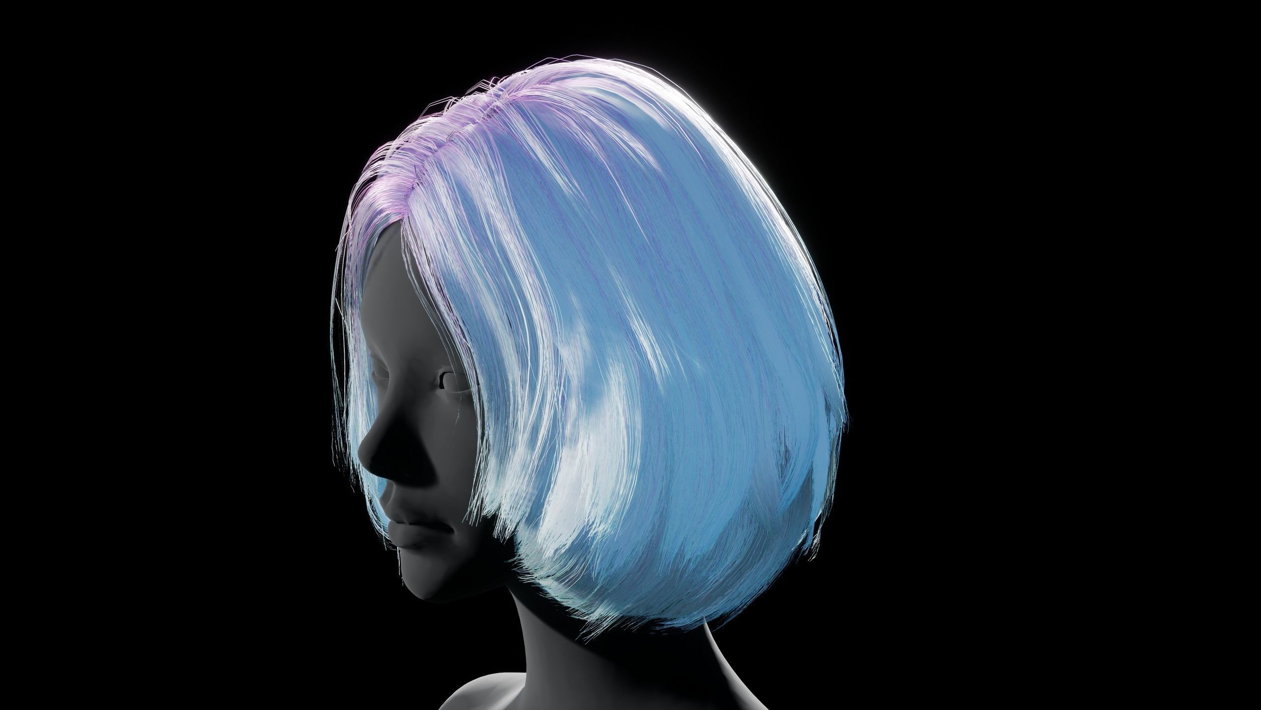 Hairstyle pack x10 pieces Real-Time cards Rigging Skining Low-poly 3D model_48